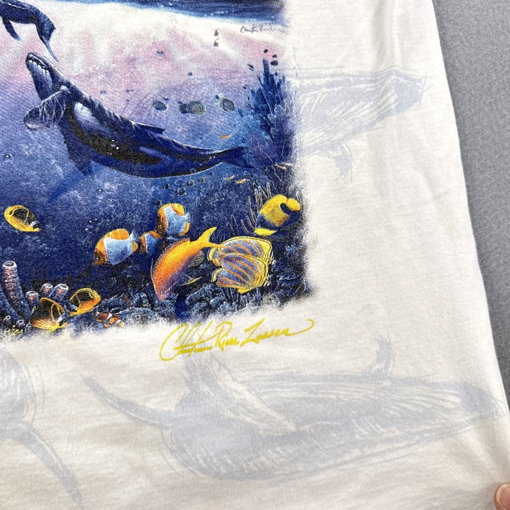 Vintage VINTAGE Hawaii The Big Island Shirt Mens Medium White Whale Ocean Art Nature 90s Size US M / EU 48-50 / 2 - 3 Thumbnail