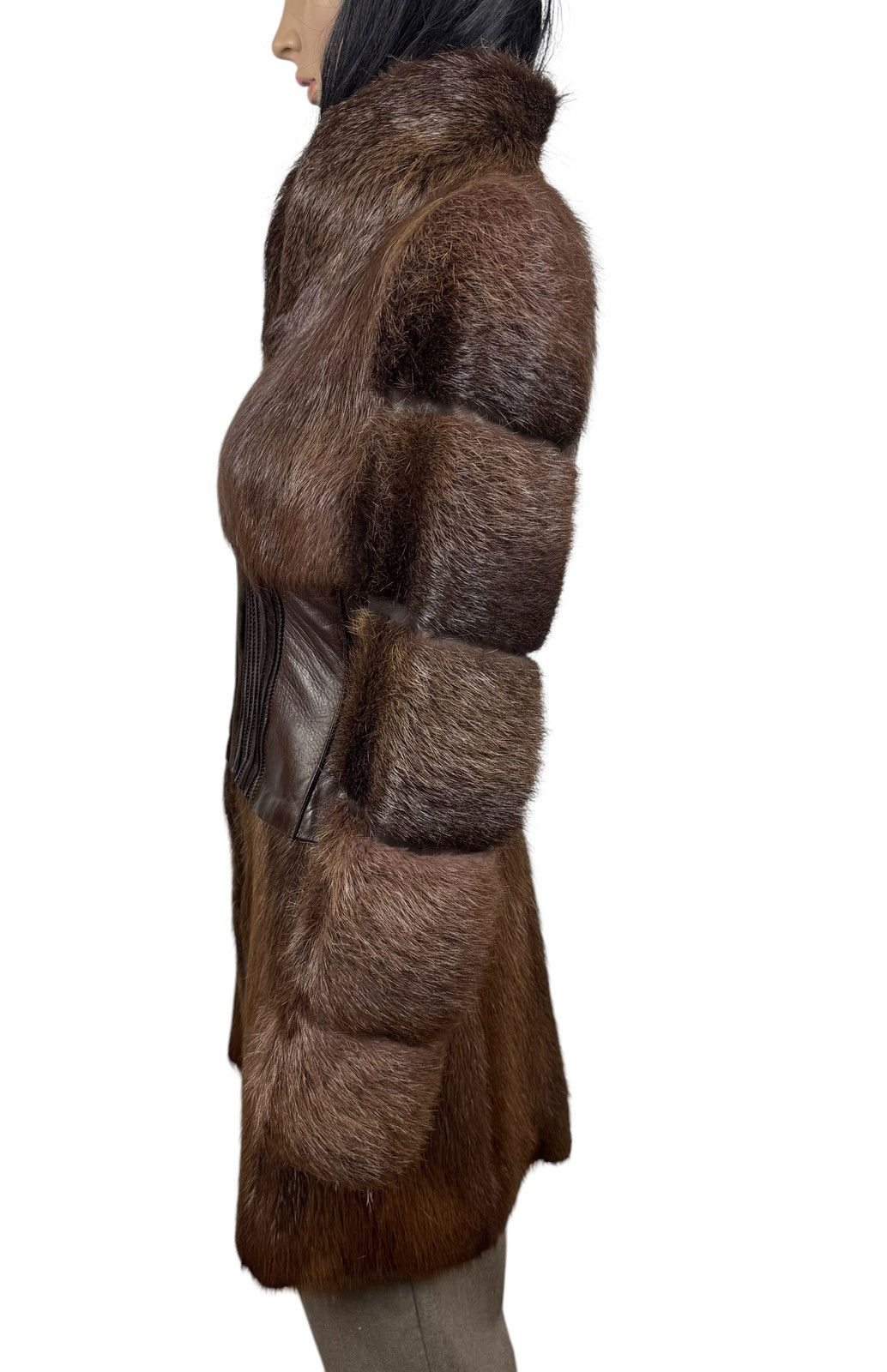 Designer × Genuine Leather Maryna Yaroslavskaya Real Fur Nutria Leather Coat size S Size S / US 4 / IT 40 - 7 Thumbnail