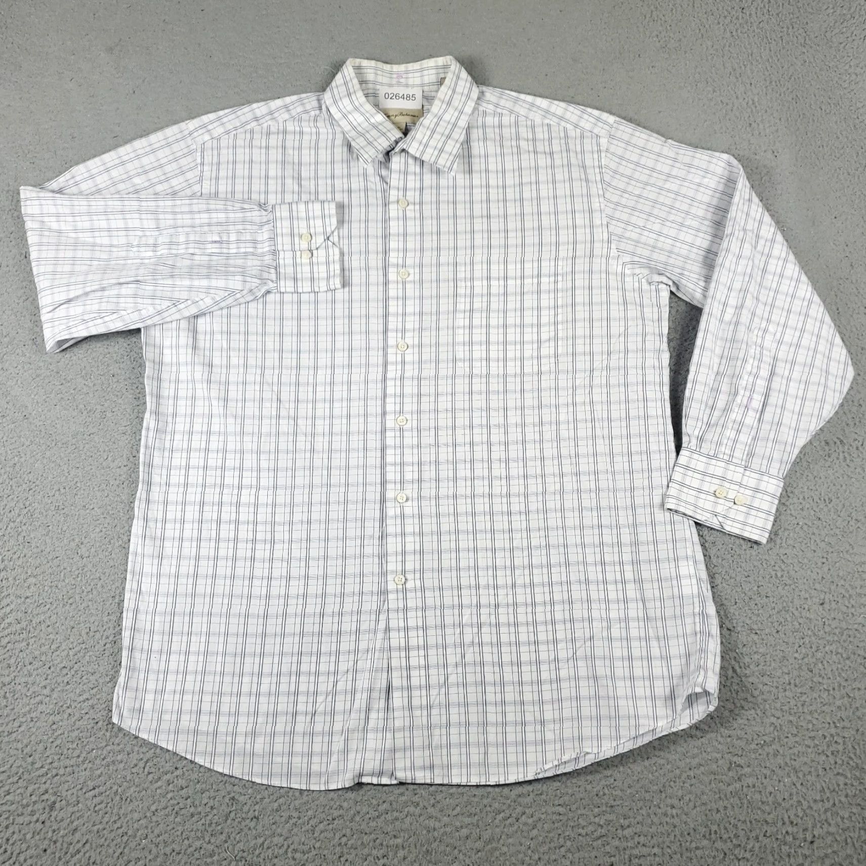 Tommy Bahama Tommy Bahama Dress Shirt Mens 16 White Plaid Long Sleeve Button Up 100% Cotton Regular Size 42R - 2 Thumbnail