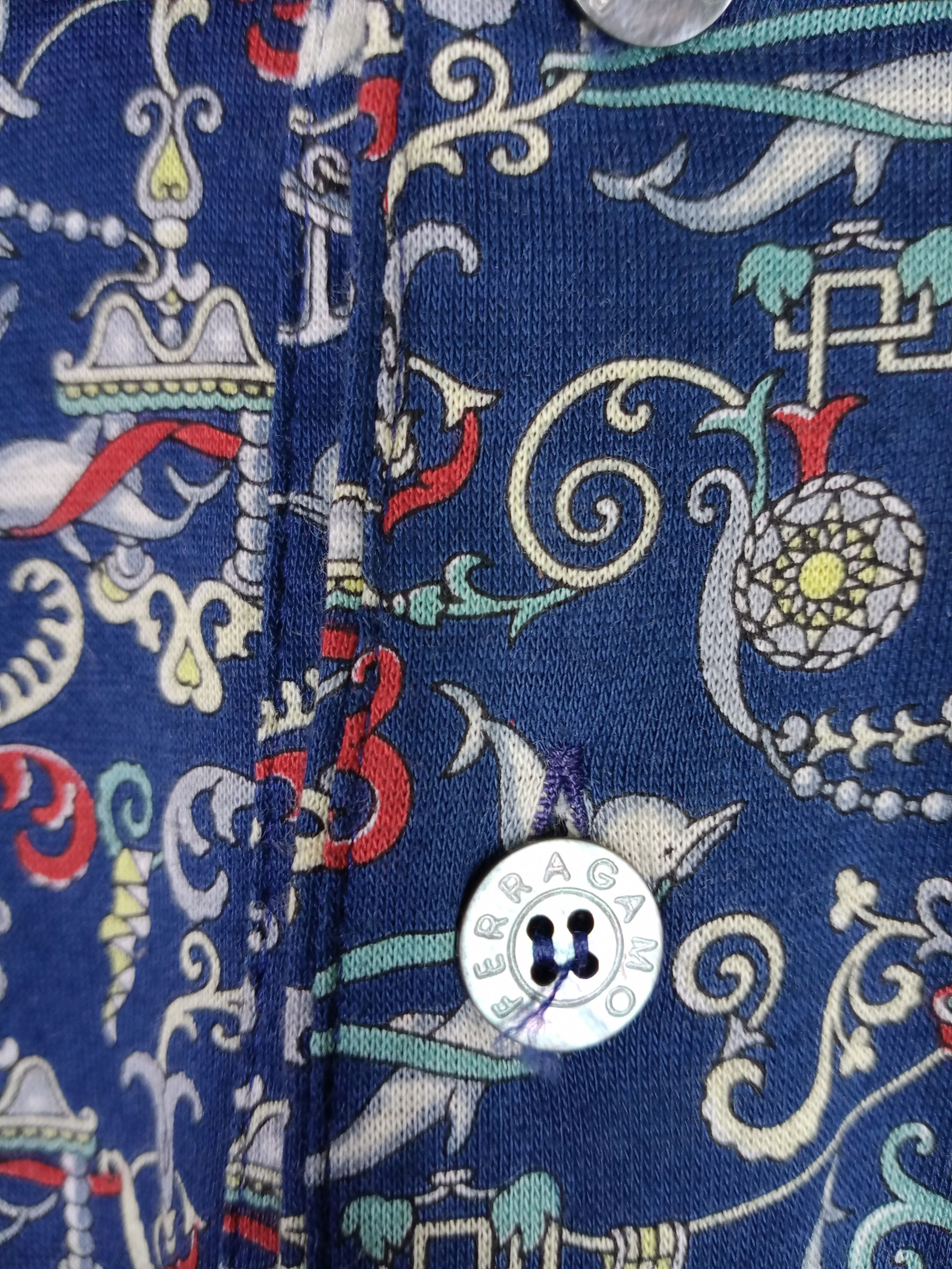 Salvatore Ferragamo Rare Vintage Salvatore Ferragamo Fullprint Polo Shirt Size US M / EU 48-50 / 2 - 7 Thumbnail