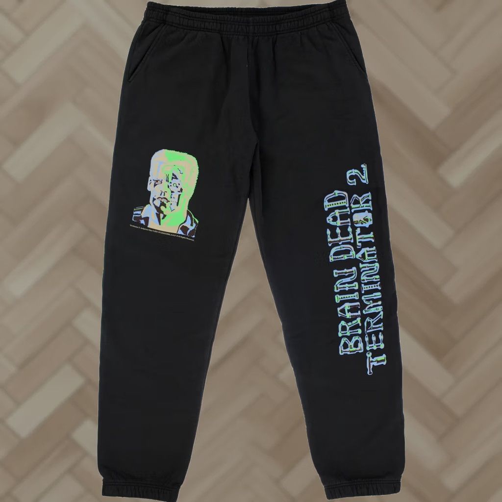 Brain Dead Brain Dead Terminator Muggin Sweatpants, Black XL Men's Tapered Stretch Joggers Size US 36 / EU 52 - 1 Thumbnail