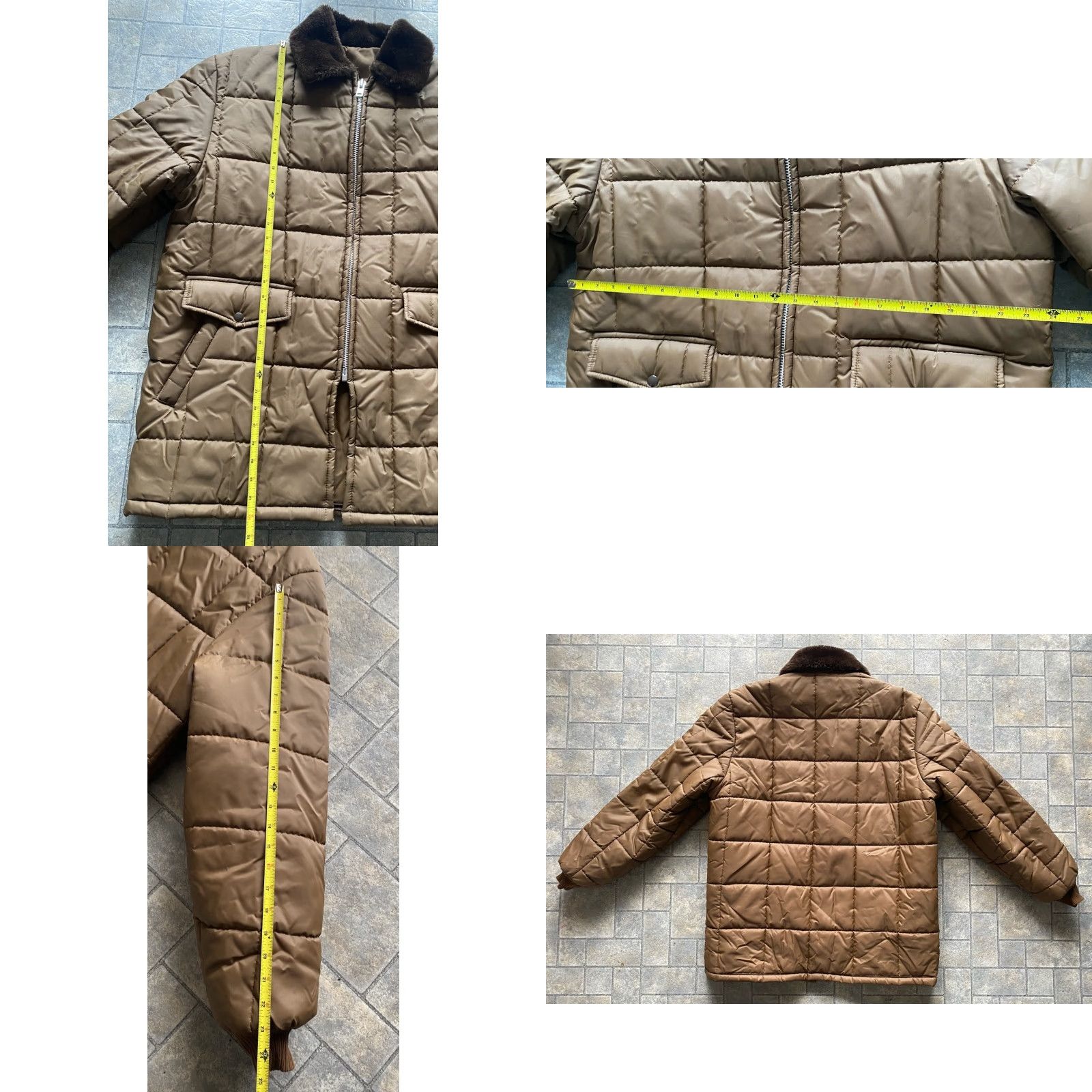 Vintage VINTAGE Cal Craft? 1970s Army Brown Quilted Jacket XL Pockets Zip Men Regular Size Brown Coat - Men XL Vintage Size US XL / EU 56 / 4 - 9 Thumbnail