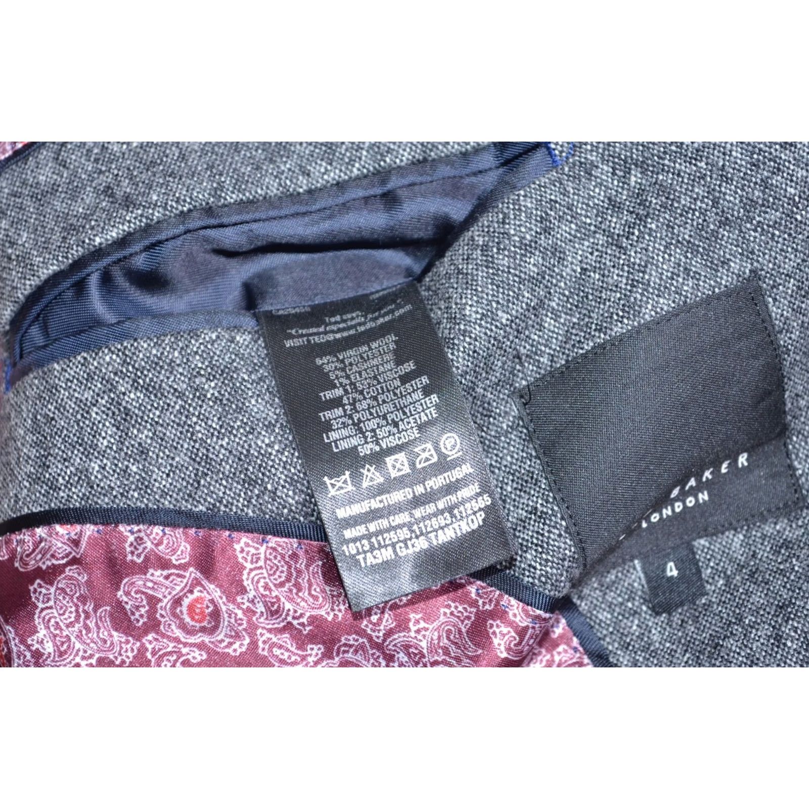 Ted Baker Ted Baker Men Sport Coat Blazer Jacket Wool/Cashmere Grey L Size 42R - 7 Thumbnail