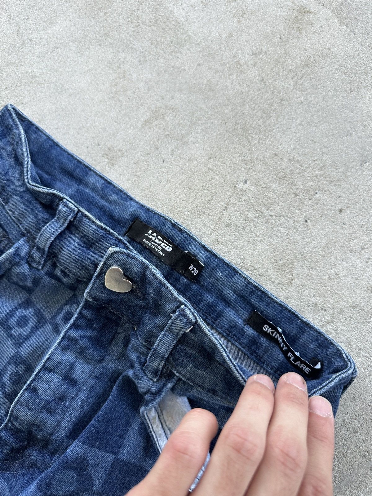 Jaded London Jaded London Y2K Skinny Flare Printed Denim Jeans Size W26 Size 26" / US 2 / IT 38 - 8 Thumbnail