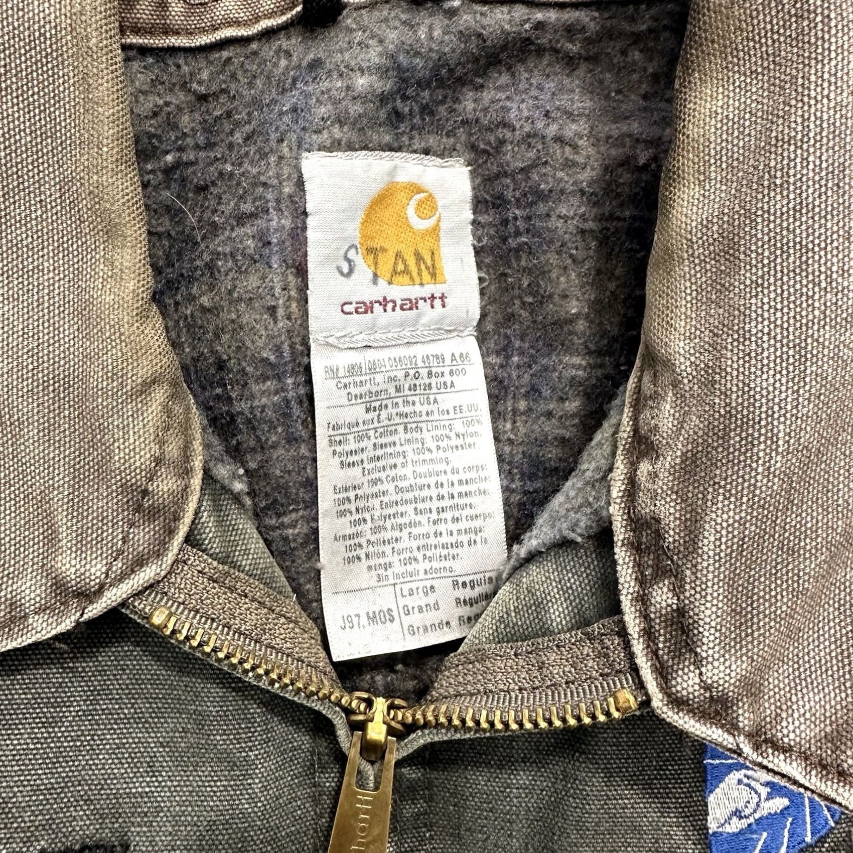 Carhartt VINTAGE Carhartt J97 MOS Green Detroit Jacket Blanket Lined Large Regular Mens Workwear Casual 90s USA Size US L / EU 52-54 / 3 - 3 Thumbnail