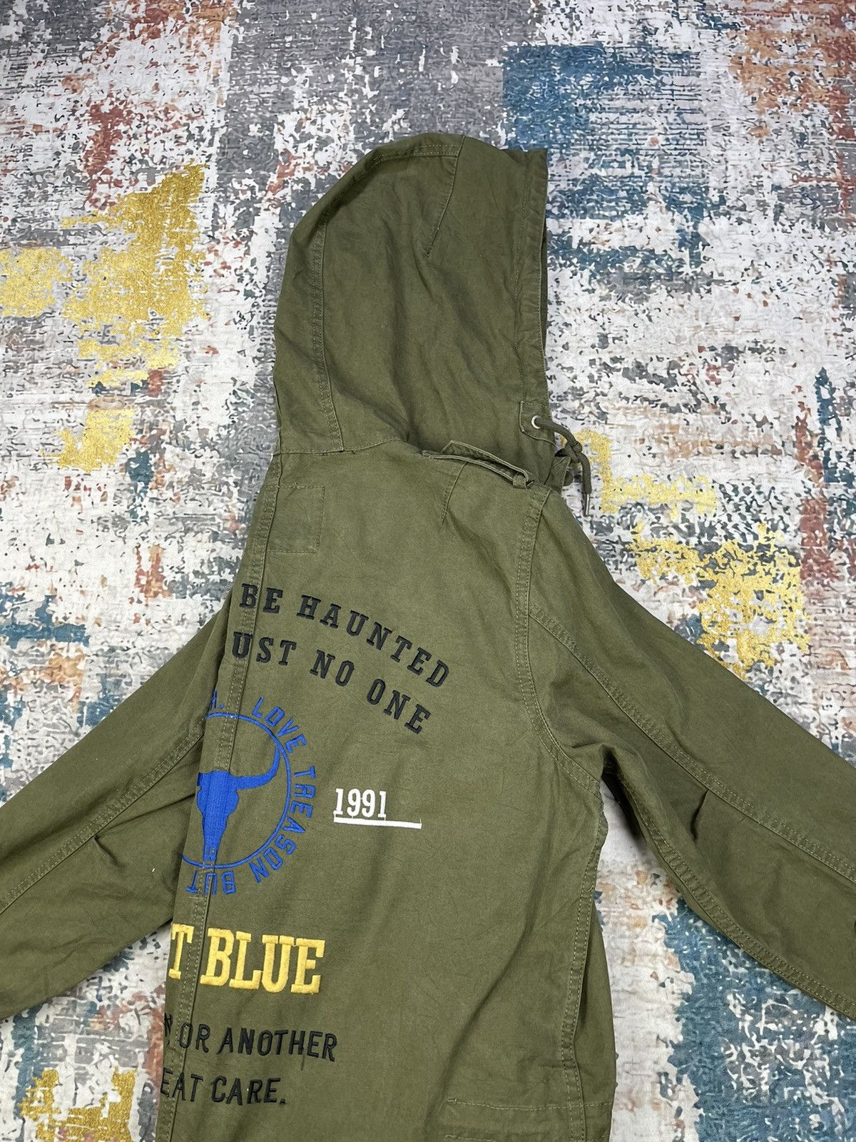 Pull & Bear Pull & Bear West Blue Big Logo Military Type Parka Size US L / EU 52-54 / 3 - 5 Thumbnail