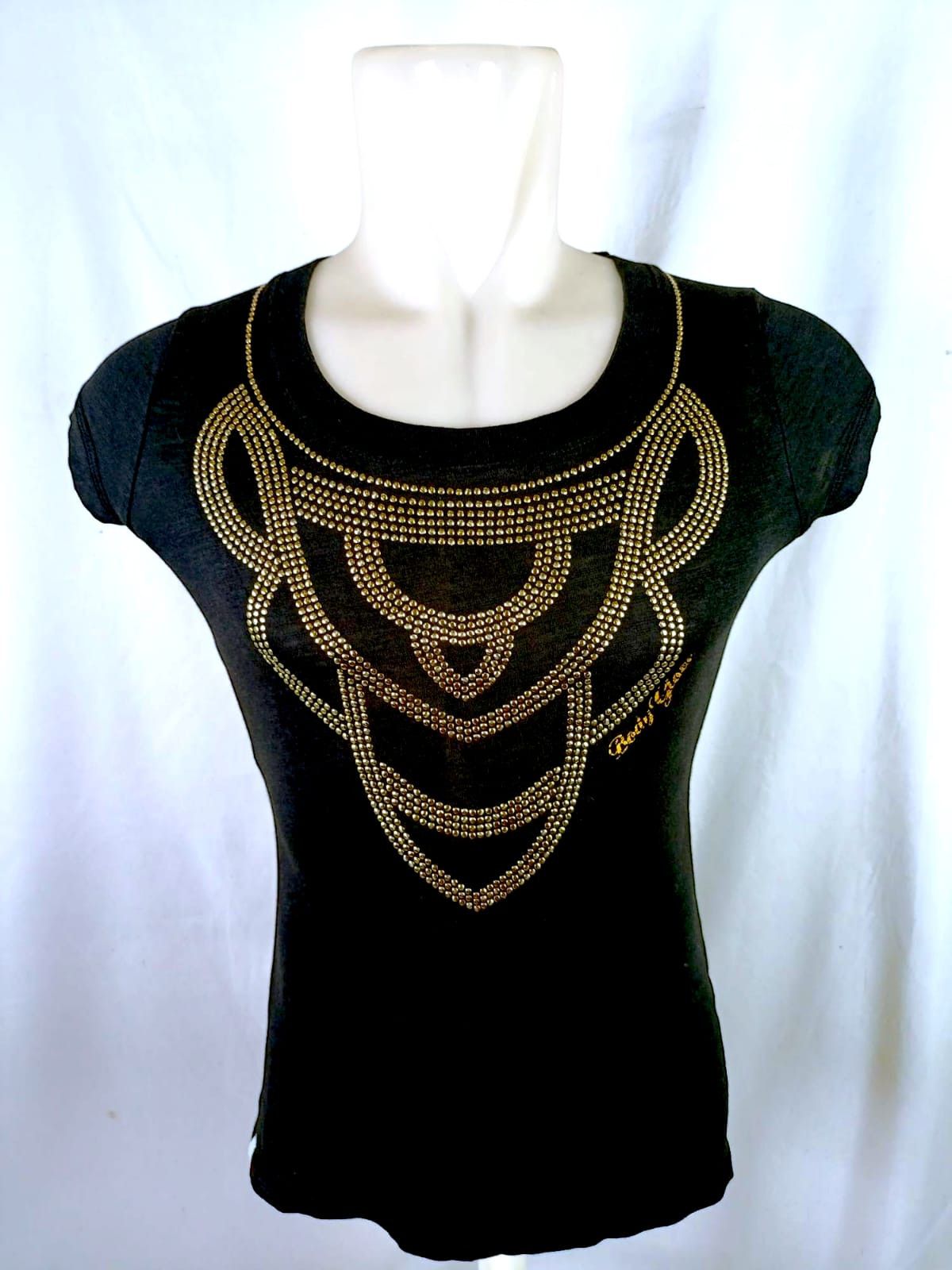 Body Glove BODY GLOVE Black & Gold Embellished Peplum Halter Top Size US M / EU 48-50 / 2 - 15 Thumbnail