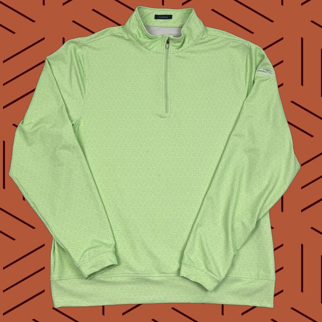 Vintage Turtleson Pullover Mens L Green White Floral Active Stretch Turf Valley Golf Jacket Size US L / EU 52-54 / 3 - 1 Thumbnail