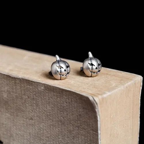 Jewelry Halloween Pumpkin Design Earrings One Pairs Chrome Jewelry Size ONE SIZE - 2 Thumbnail