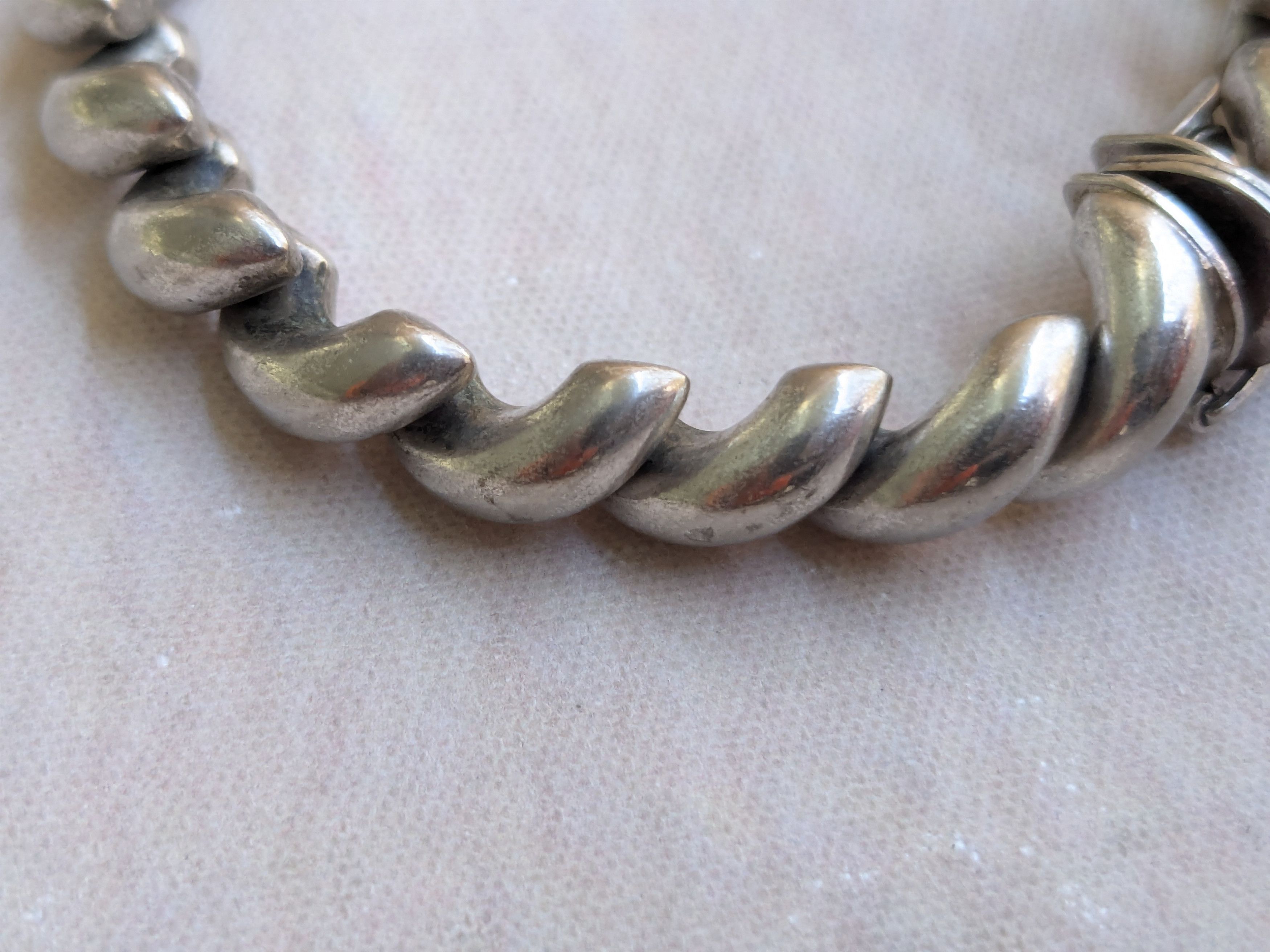Vintage Vintage Sterling Silver Bracelet San Marcos Macaroni 7 Size ONE SIZE - 8 Thumbnail