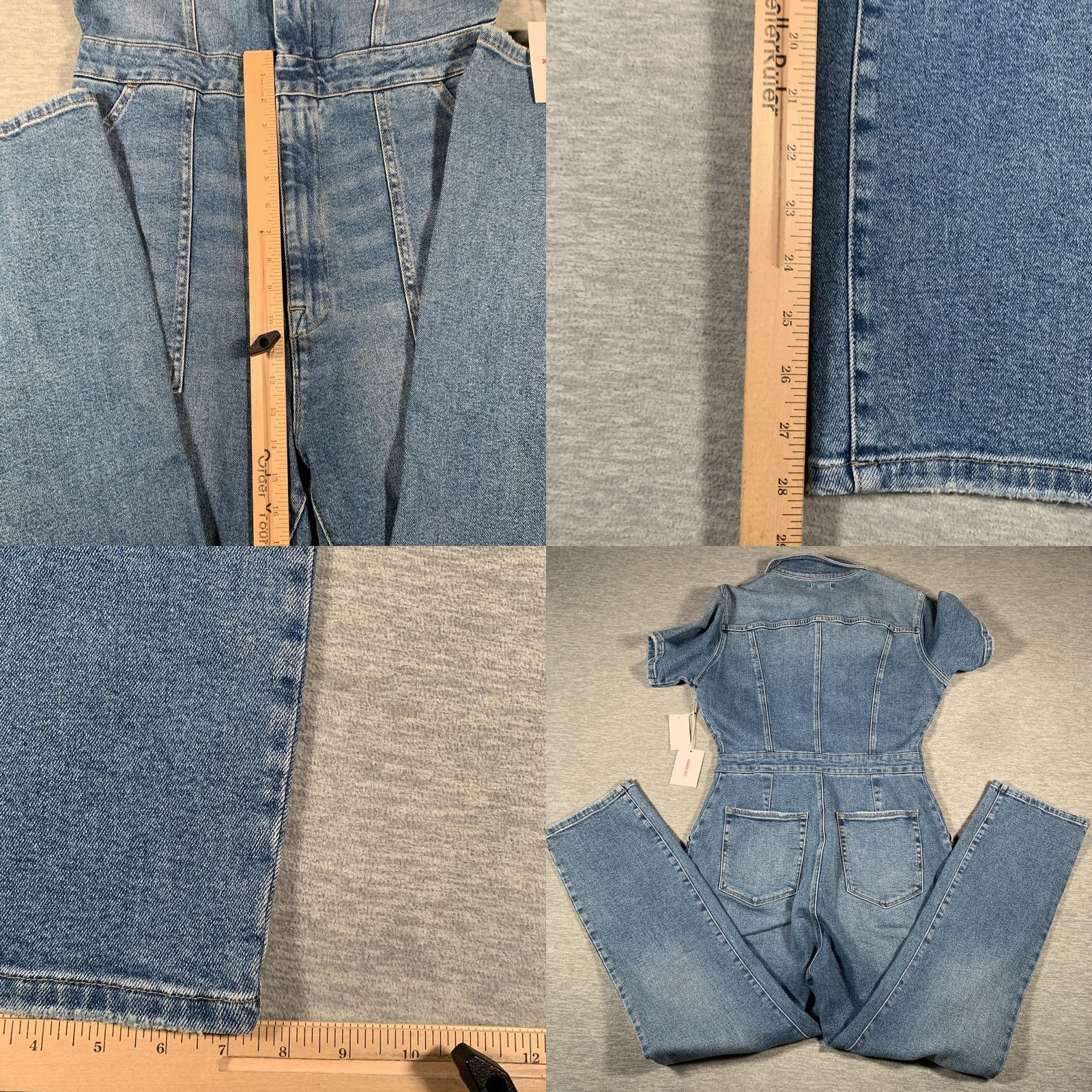 Good American Good American Utility Jumpsuit Womens 4 Blue Denim Short Sleeve Zip GMJS127 Size 27" / US 4 / IT 40 - 8 Thumbnail