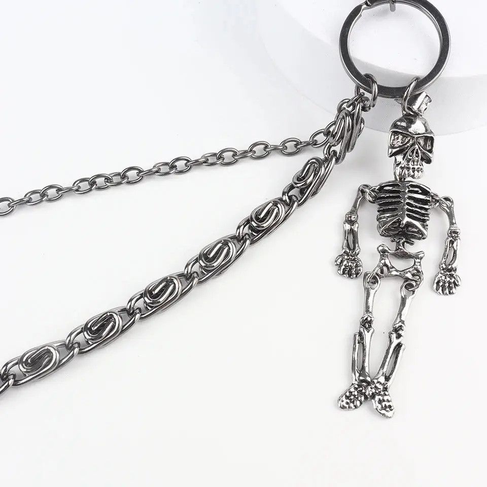 Vintage Double Layer Skull Hanging Jeans Chain Size ONE SIZE - 4 Thumbnail