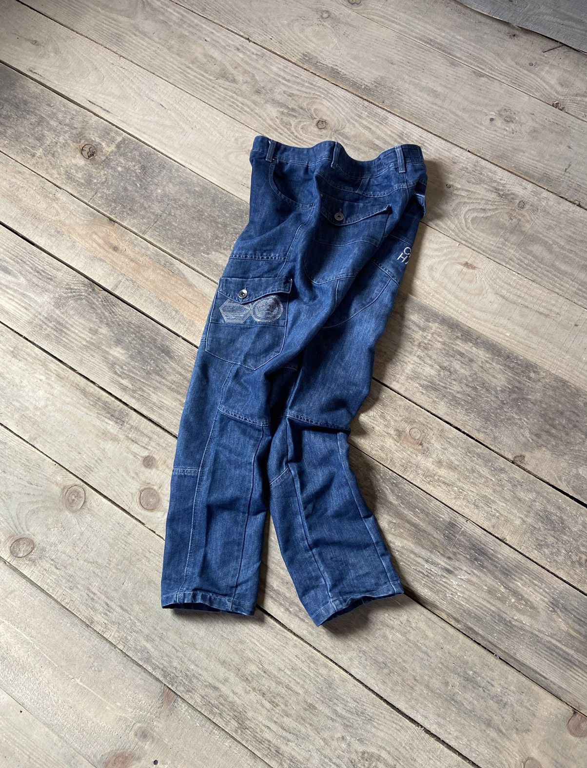 Cross Hutch black label biker denim jeans pants y2k