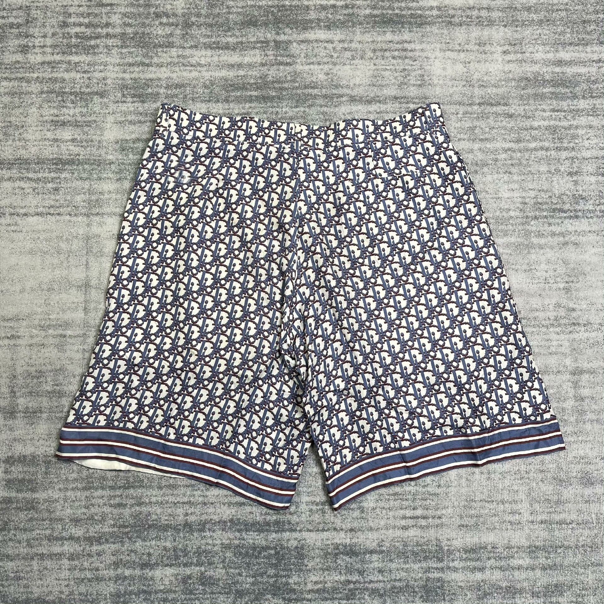 Dior Dior Blue Red Print Silk Shorts Size US 31 - 1 Thumbnail