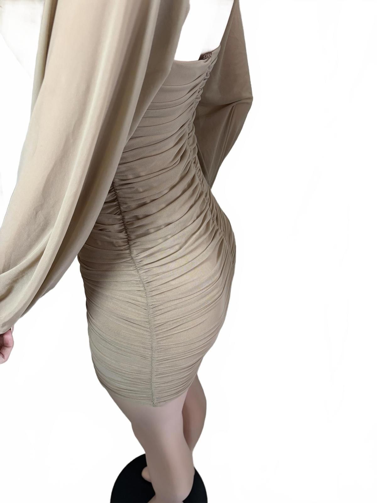 Other Blush BJ Beige Ruched Long Sleeve Mini Dress. Medium Size M / US 6-8 / IT 42-44 - 5 Thumbnail