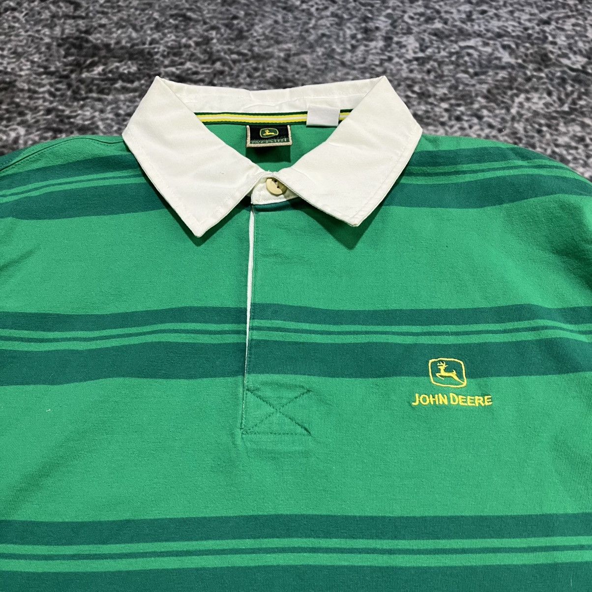 John Deere Vintage John Deere Green Striped Longsleeve Rugby Polo NEW Size US XL / EU 56 / 4 - 6 Thumbnail