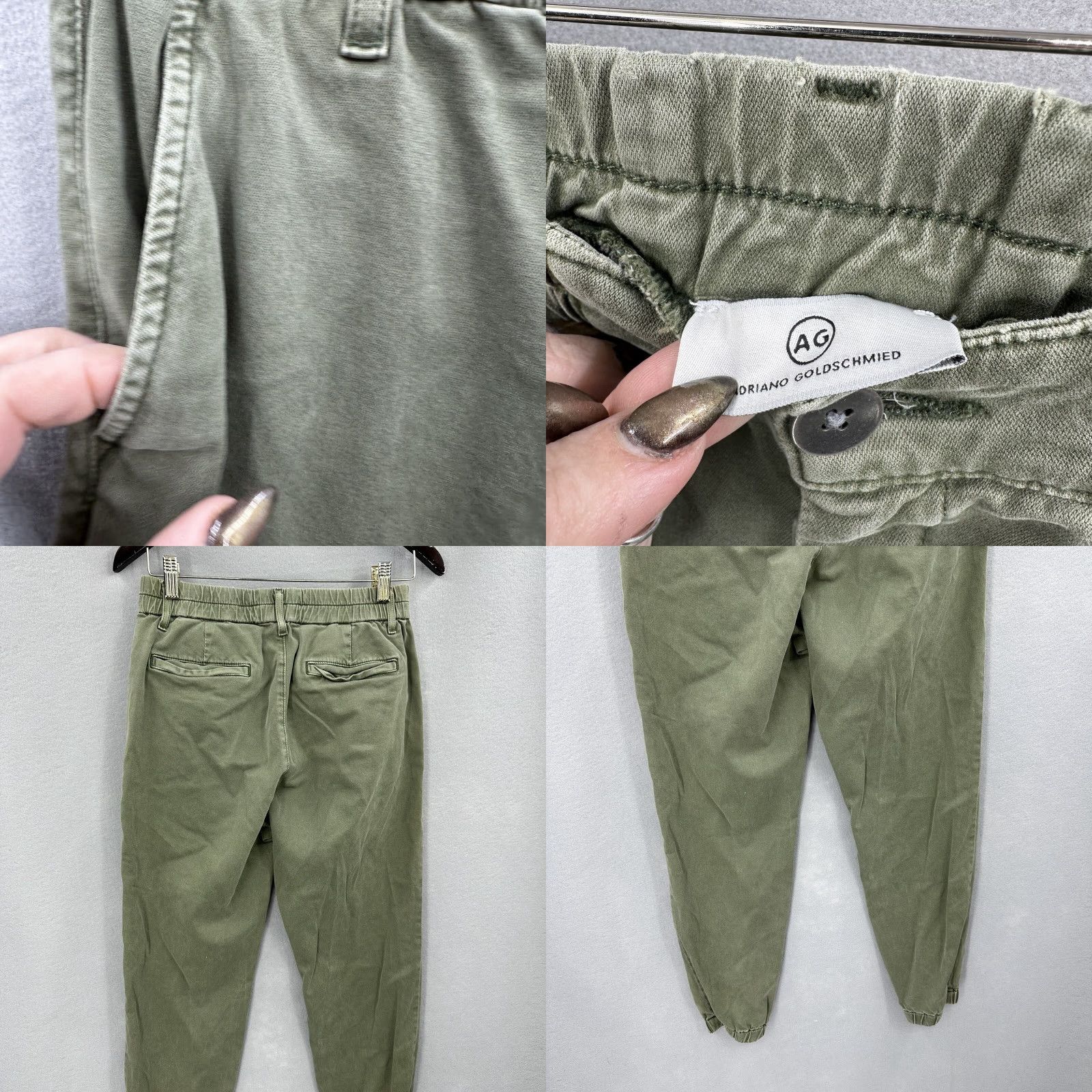 Vintage AG Adriano Goldschmied Pants Mens 26R Twill Jogger Trouser Green Army Casual Shirt? Size US 26 / EU 42 - 8 Thumbnail