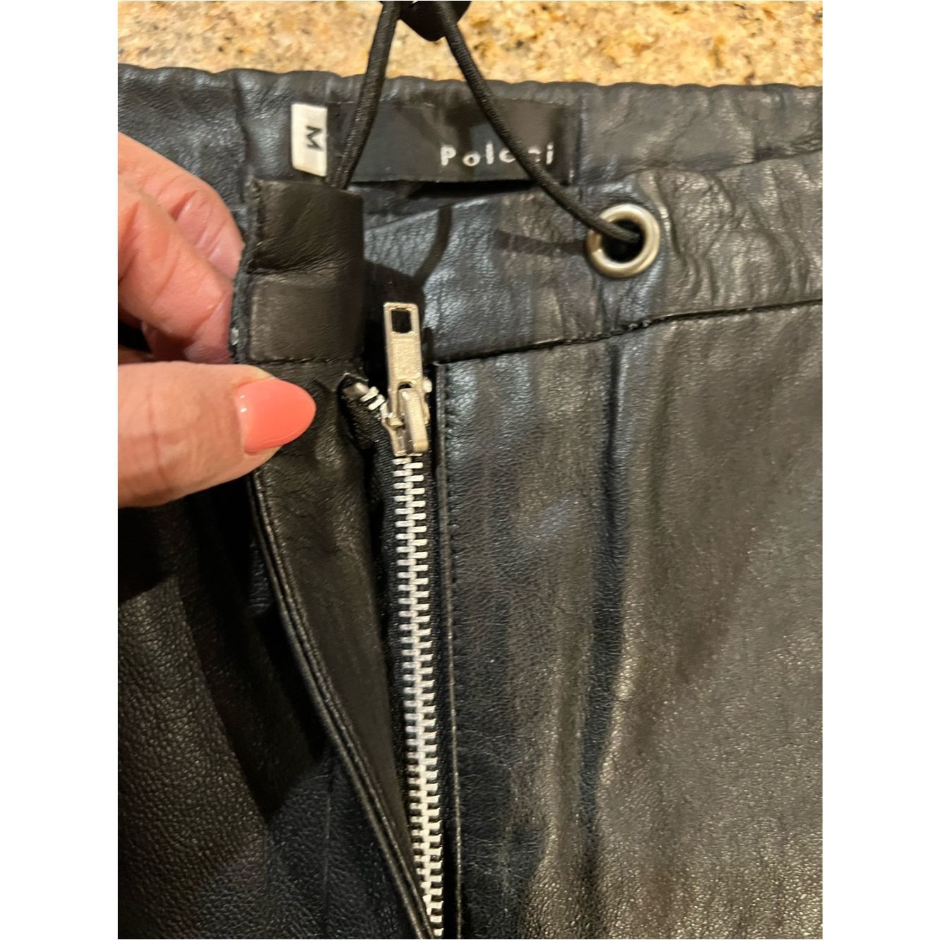 Other Poleci Black Leather Pants Sample Piece High Rise Wide Leg Size 27" / US 4 / IT 40 - 4 Thumbnail