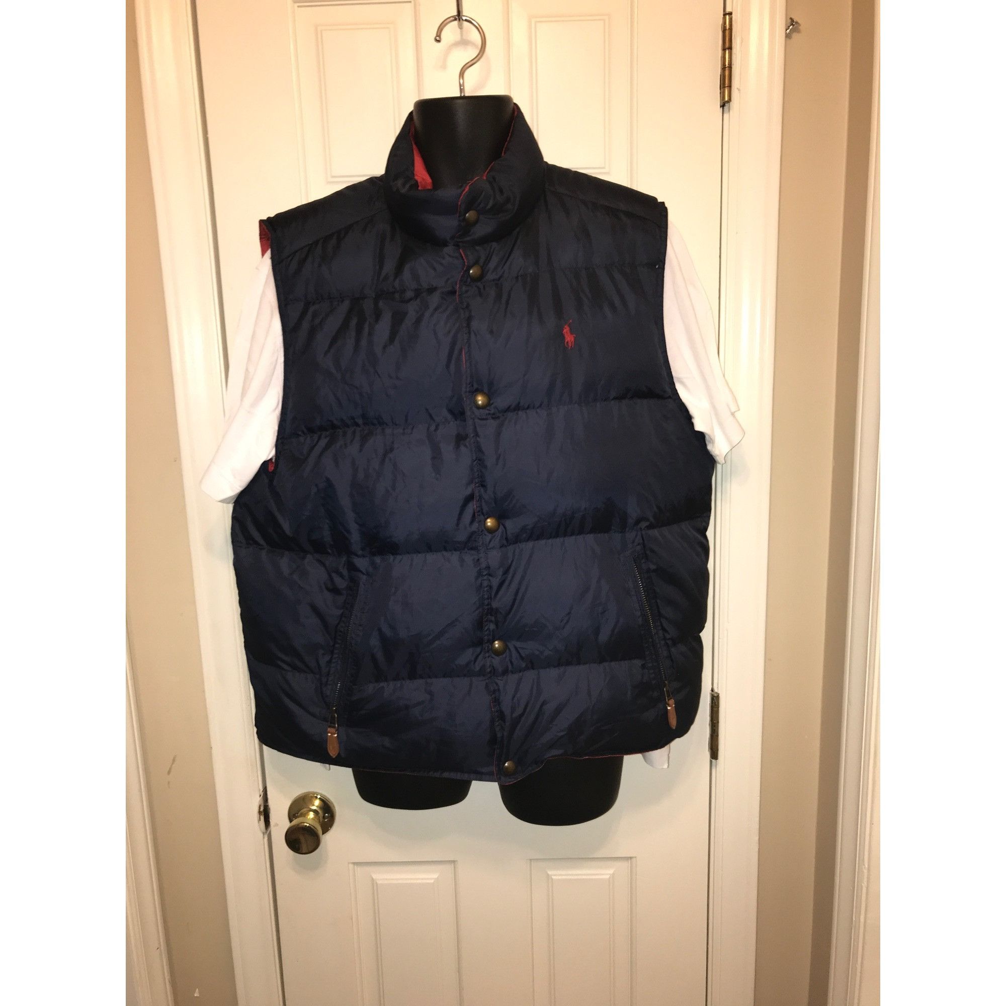 Polo Ralph Lauren Polo Ralph Lauren Blue Red Reversible Bubble Vest Grailed