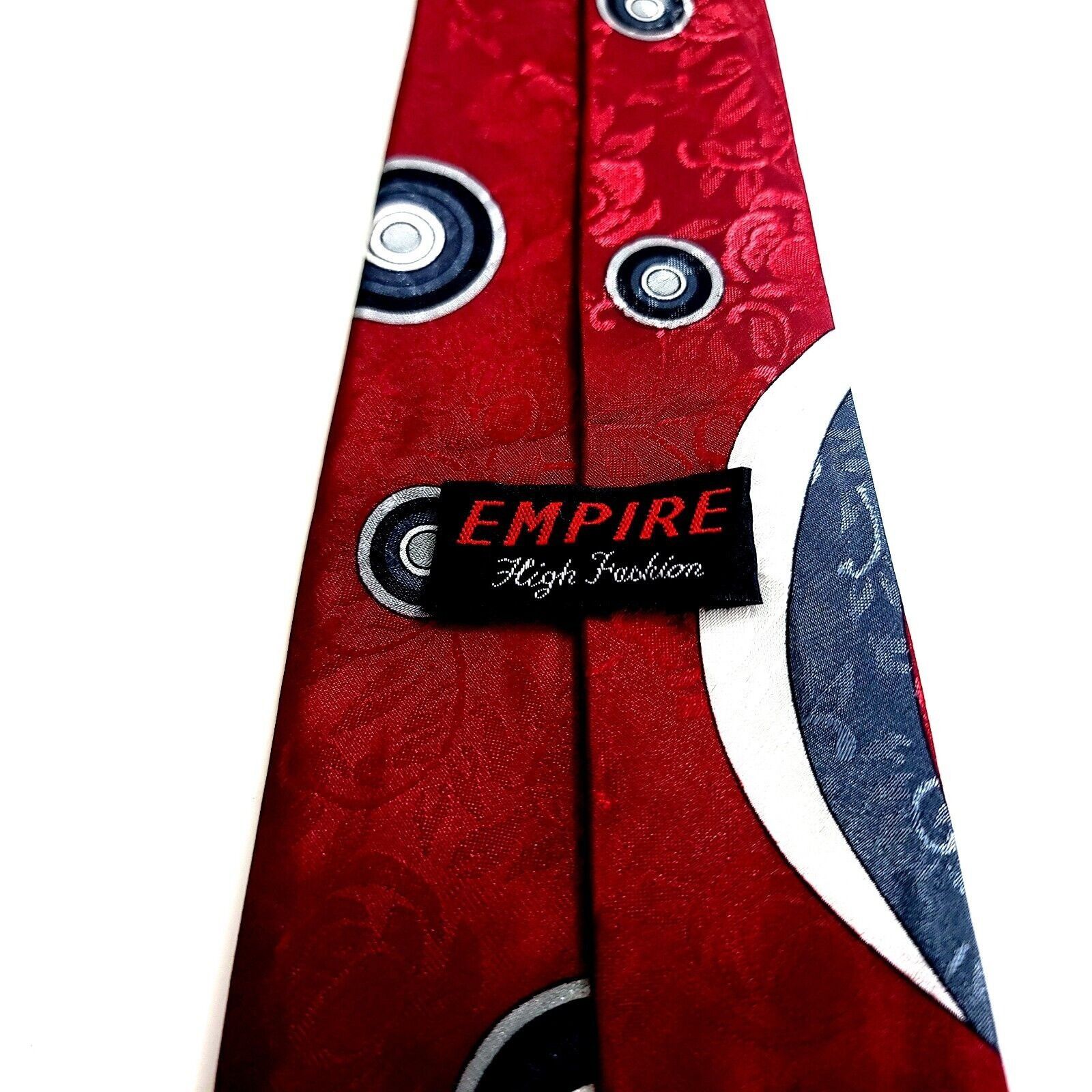 Designer Empire High Fashion Red Blue Jacquard Print Abstract Polyest Size ONE SIZE - 3 Thumbnail