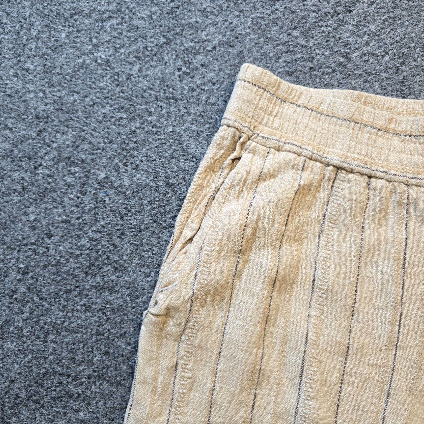 Drew Drew Pants Womens Size S Beige Striped Linen Wide-Leg Pull On Casual Beachy Size 28" / US 6 / IT 42 - 3 Thumbnail