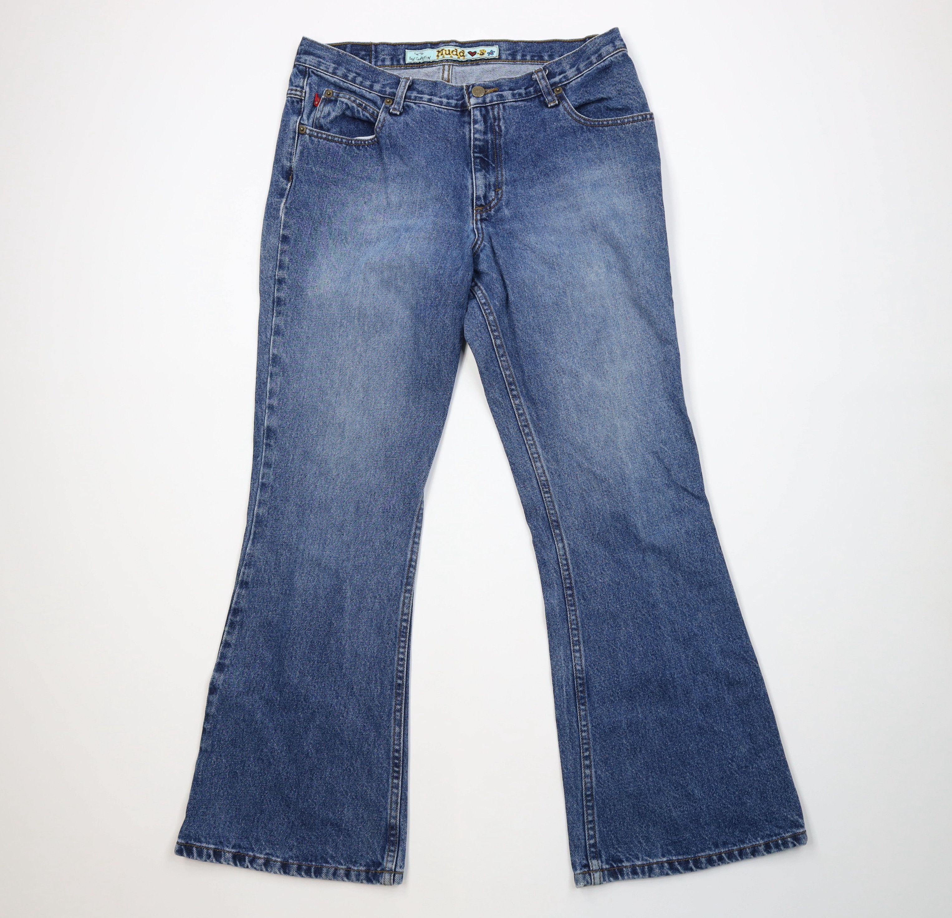 Vintage Vintage 90s Y2K Mudd Flared Wide Leg Denim Jeans Blue Size 34" / US 12 / IT 48 - 1 Thumbnail
