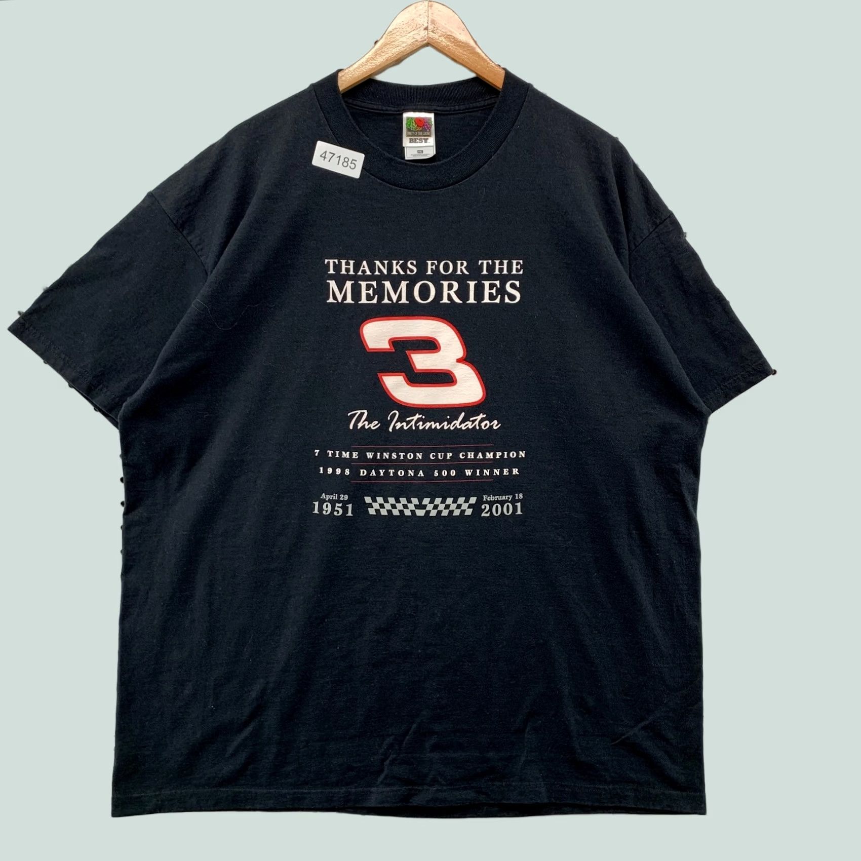 Fruit Of The Loom VINTAGE Dale Earnhardt T Shirt Mens 2XL Black Thanks For Memories Intimidator Size US XXL / EU 58 / 5 - 1 Thumbnail