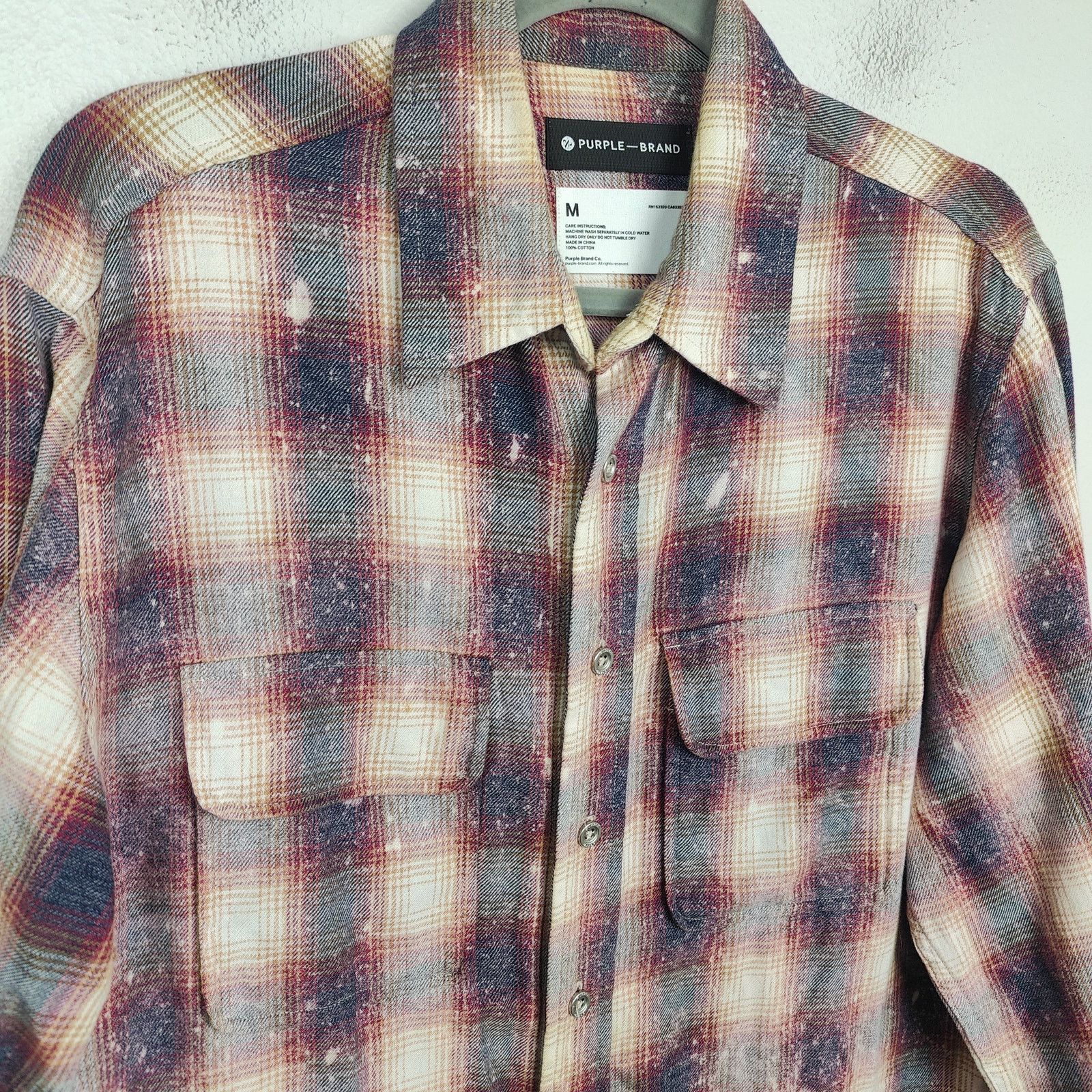 Purple Brand Purple Brand Beach Flannel Shirt Mens Medium Button Up Gray Size US M / EU 48-50 / 2 - 2 Thumbnail