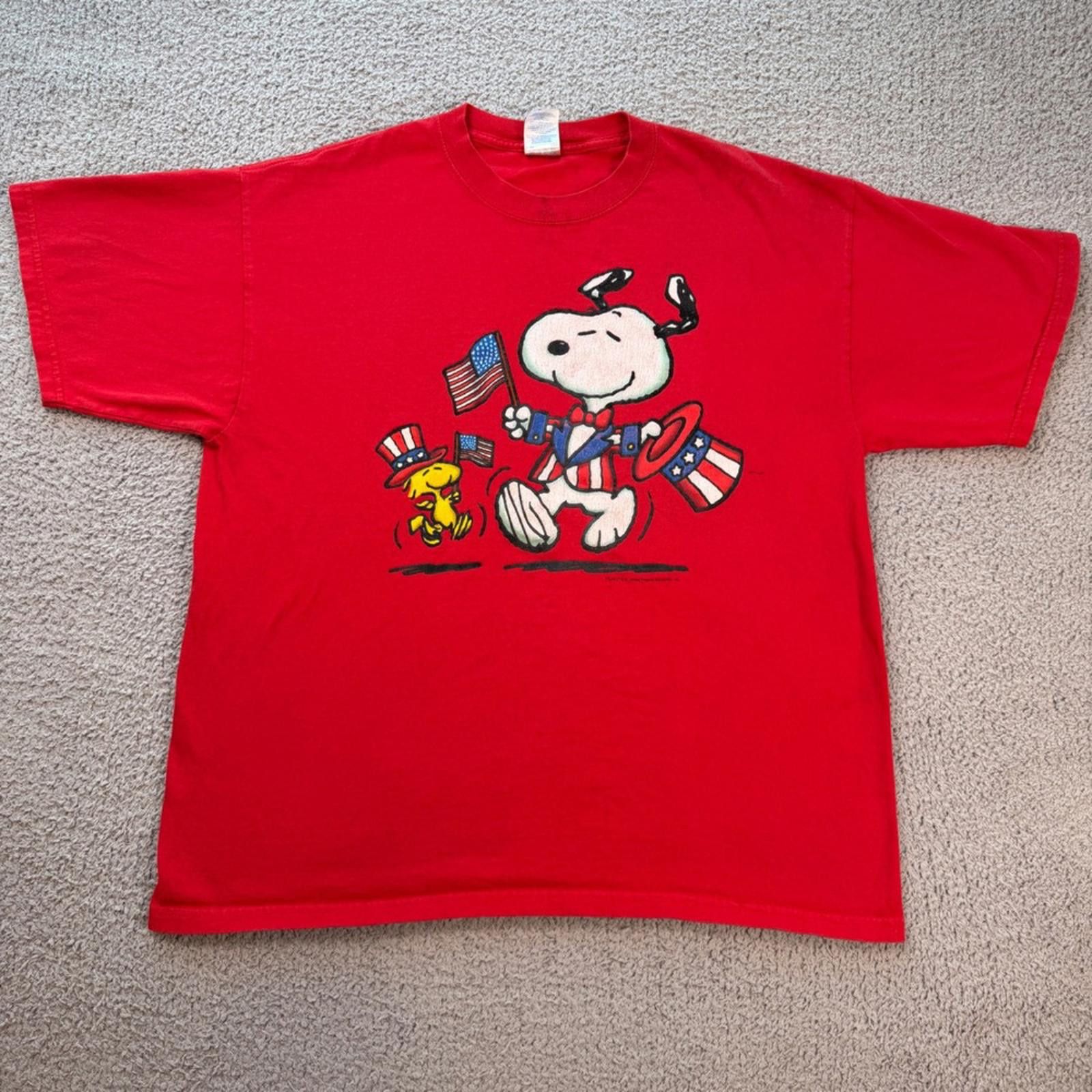 Peanuts Vintage Snoopy Peanuts Patriotic T Shirt XL Red Woodstock Size US XL / EU 56 / 4 - 1 Thumbnail
