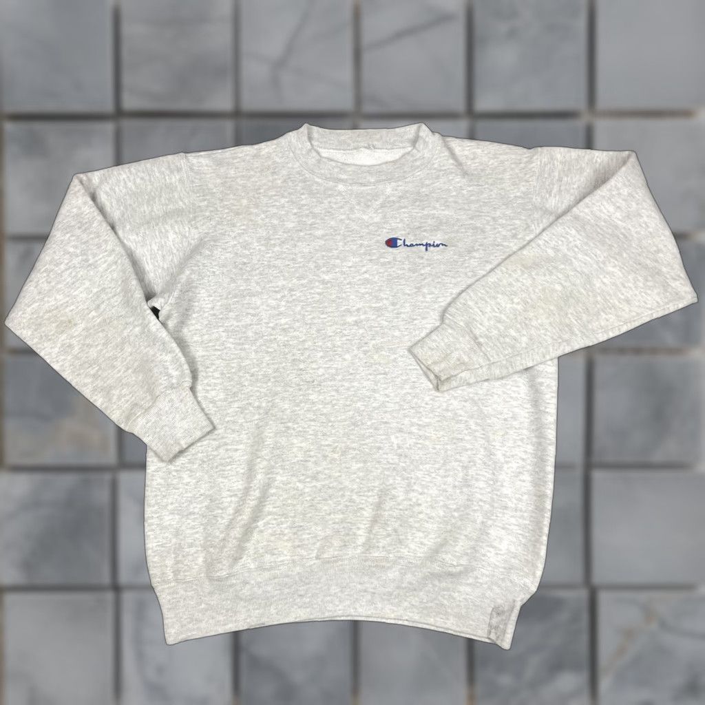 Champion VINTAGE Champion Sweatshirt Mens M Gray Embroidered USA 90s Spellout Logo Shirt Pullover Crew Neck All Seasons Size US M / EU 48-50 / 2 - 1 Thumbnail