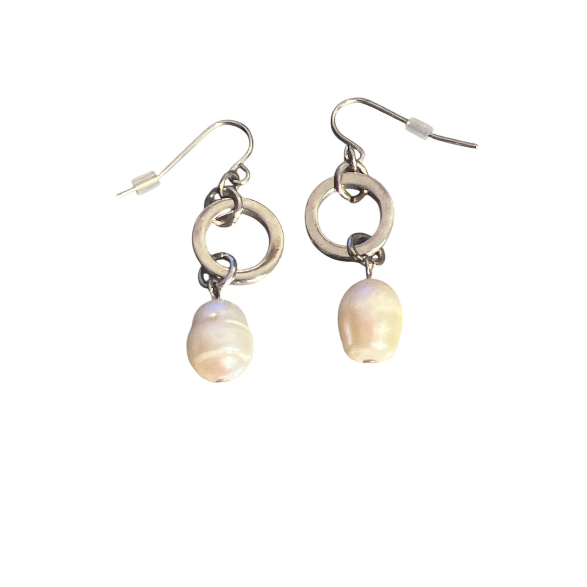 Other Vintage Silver Tone Faux Pearl Drop Dangle Earrings Minimali Size ONE SIZE - 1 Thumbnail