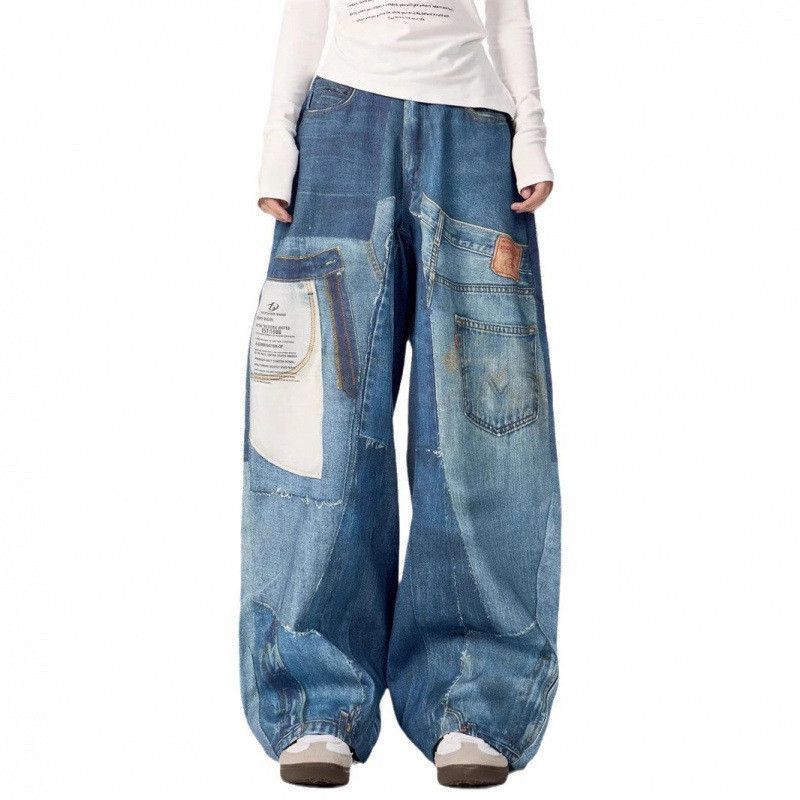 Japanese Brand Retro loose patchwork printed jeans Size US 32 / EU 48 - 5 Thumbnail