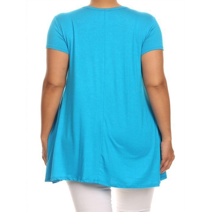 Other Women's Plus Size Turquoise Tunic Top With Pockets Scoop Nec Size XL / US 12-14 / IT 48-50 - 4 Thumbnail