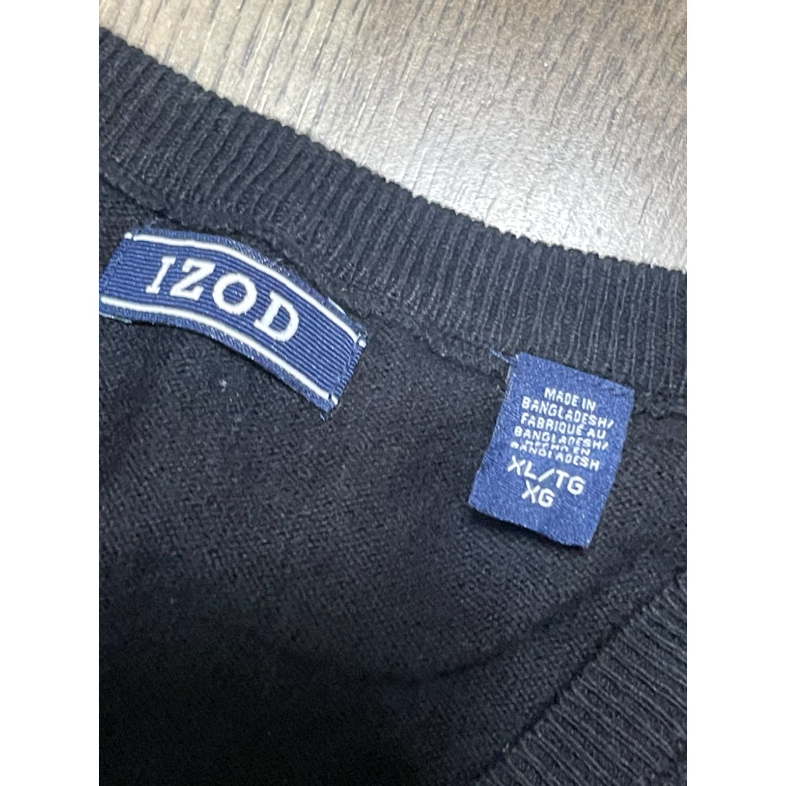 Izod IZOD Sweater Vest, Men's XL, Black, Pullover, V-Neck, Sleeveless, Knit, Golf, Casual, Preppy, Regular Fit, Logo, IZOD, Vest Sleeveless Black XL Mens Size US XL / EU 56 / 4 - 3 Thumbnail