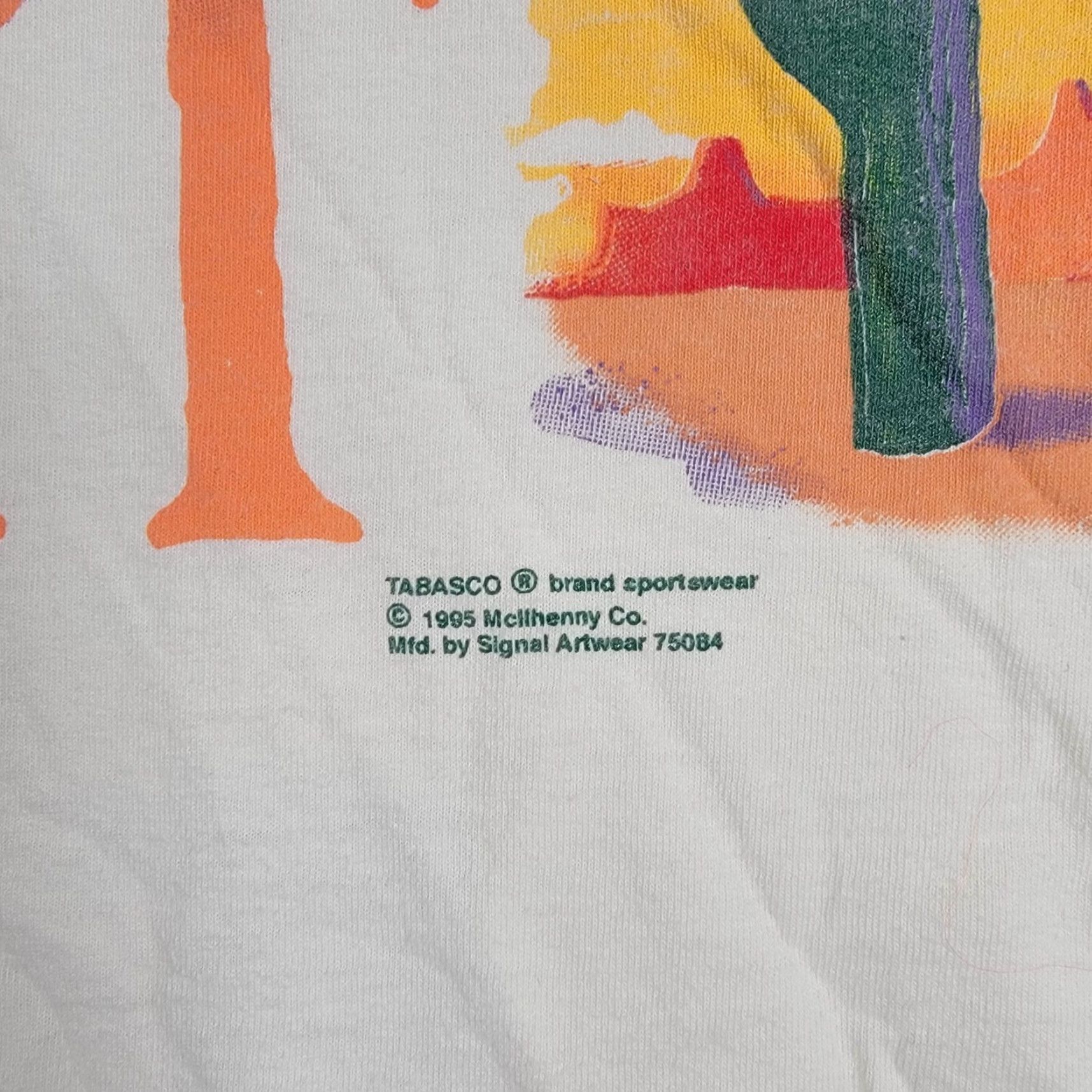 Vintage VINTAGE Tabasco Pepper Sauce 90s 1995 art T-Shirt XL White Signal Artwear Men Short Sleeve Crew Neck Jersey Cotton Single Stitch Art Size US XL / EU 56 / 4 - 6 Thumbnail