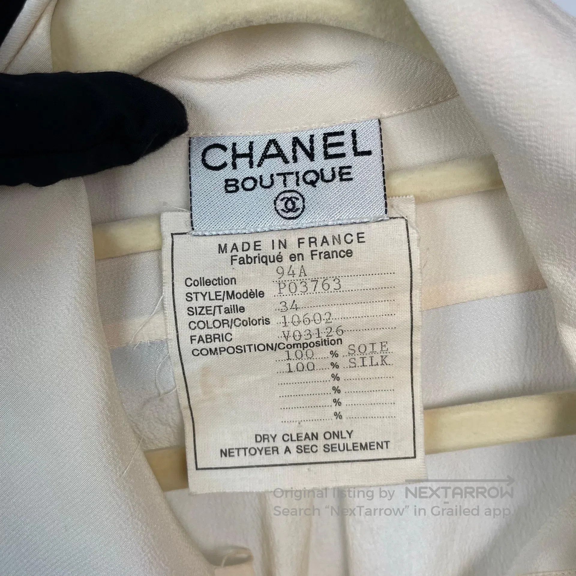 Chanel Chanel Ivory White Gold Button Long Sleeve Shirt| Size XXS / US 00 / IT 34 - 7 Thumbnail