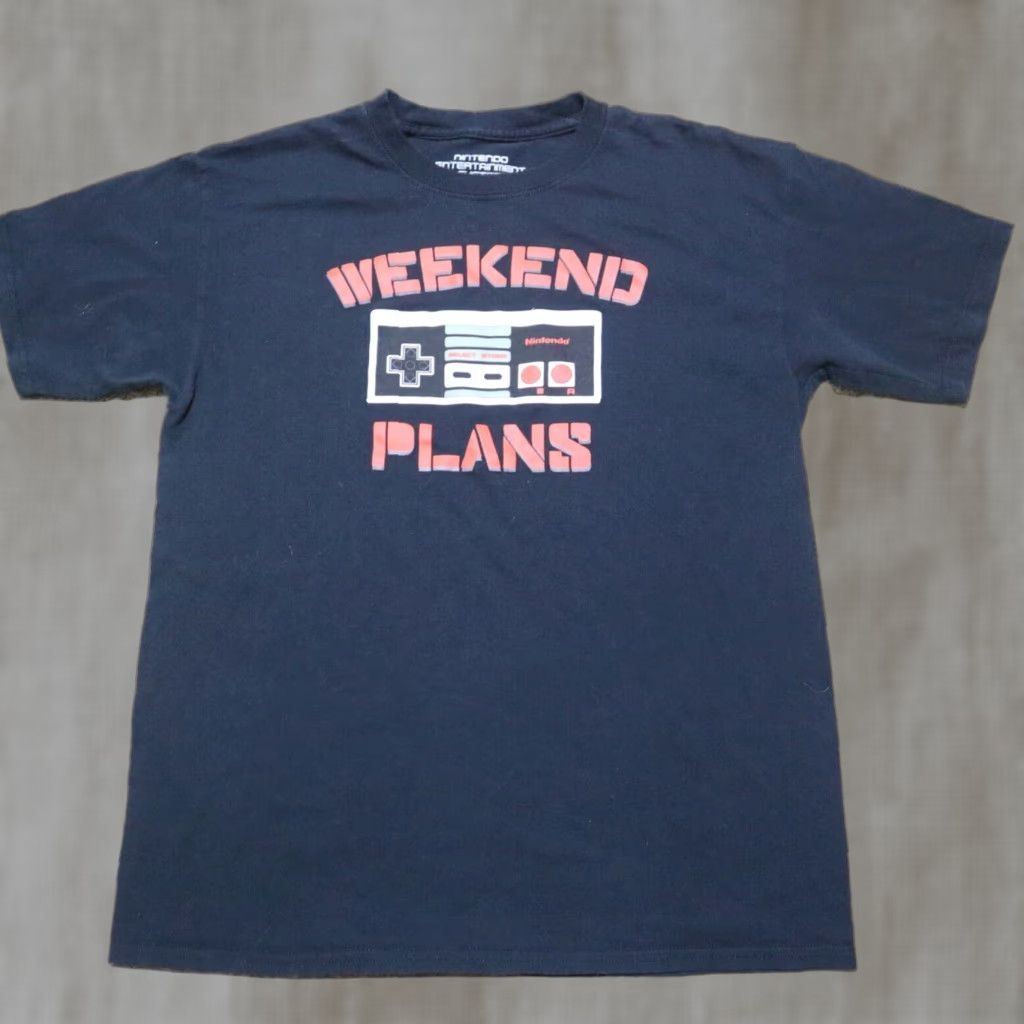 Nintendo Port and Company NES Weekend Plans Tee Shirt Logo T-Shirt Adult Men XL Black Gaming Shirt NES Params Size US XL / EU 56 / 4 - 1 Thumbnail