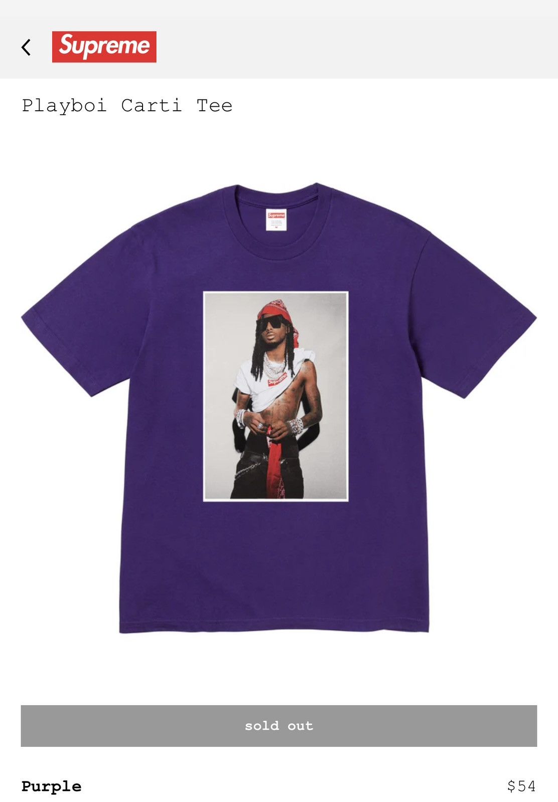 トップス Supreme 25F/W Playboi Carti Tee Purple Supreme Supreme Playboi Carti Photo Tee | Grailed