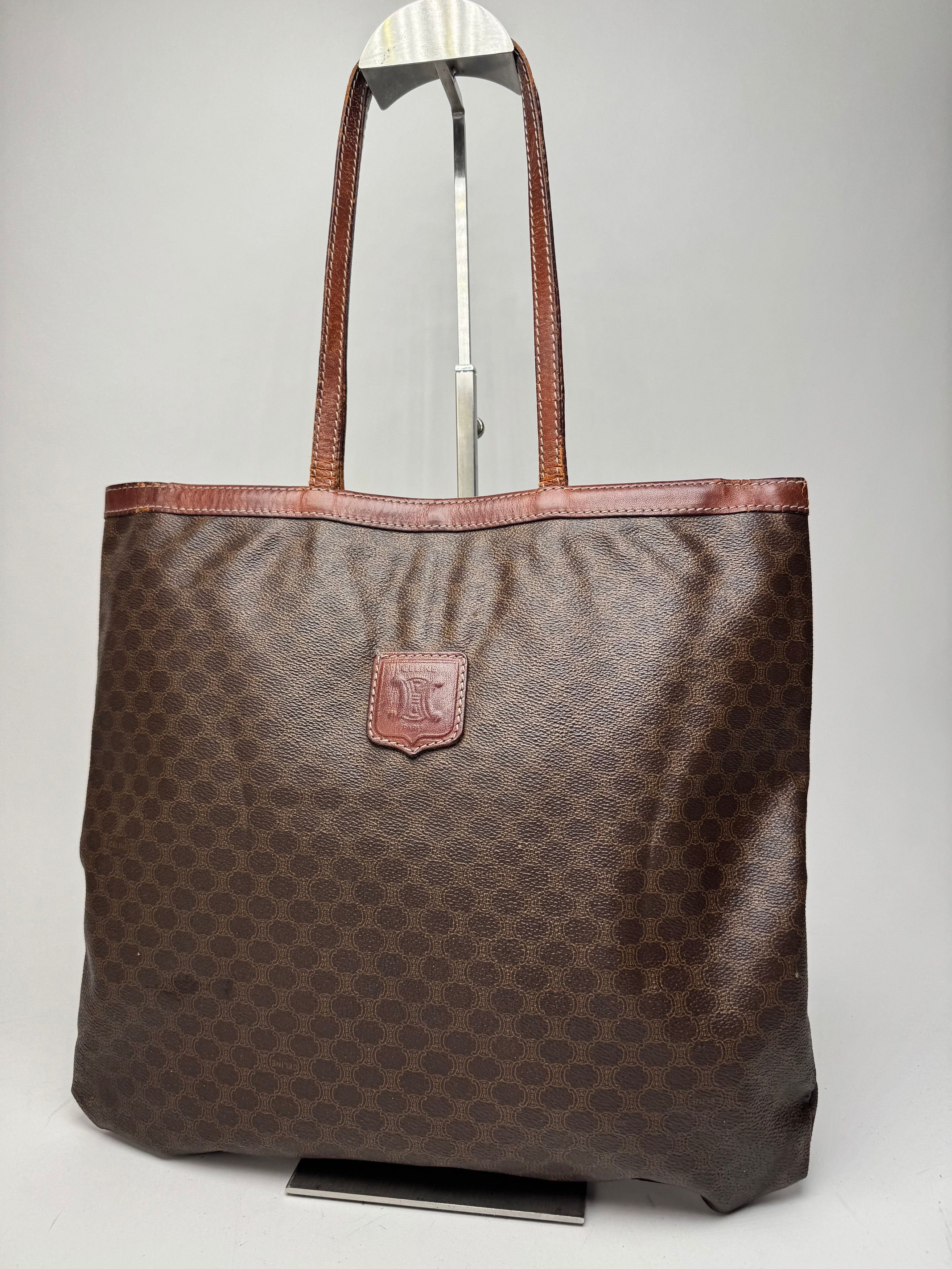 Celine Vintage Paris Leather Monogram Tote Bag Brown Size ONE SIZE - 1 Thumbnail