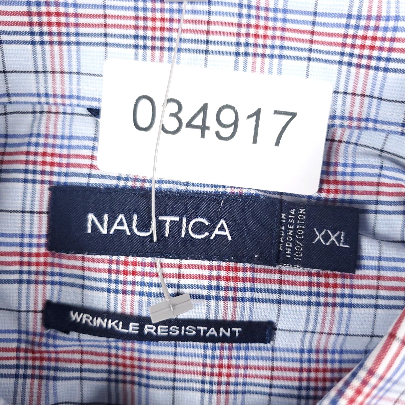 Nautica Nautica Shirt Mens 2XL Blue Plaid Casual Button Up Long Sleeve Size US XXL / EU 58 / 5 - 7 Thumbnail