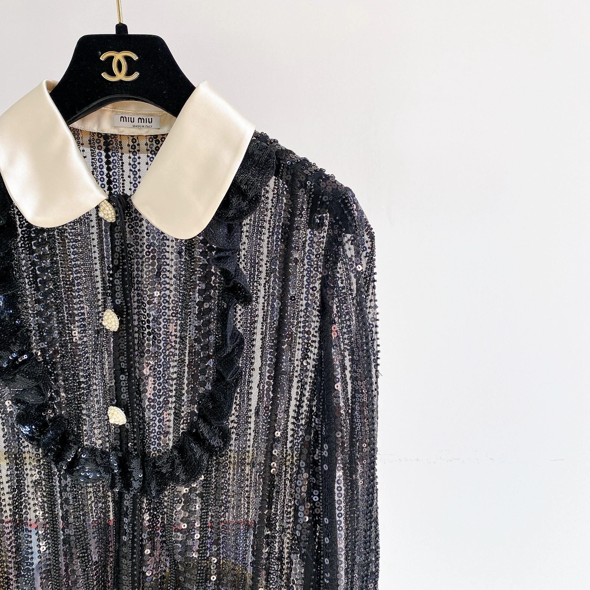 Miu Miu MIUMIU Black Sequin Jacket 40 Size S / US 4 / IT 40 - 3 Thumbnail