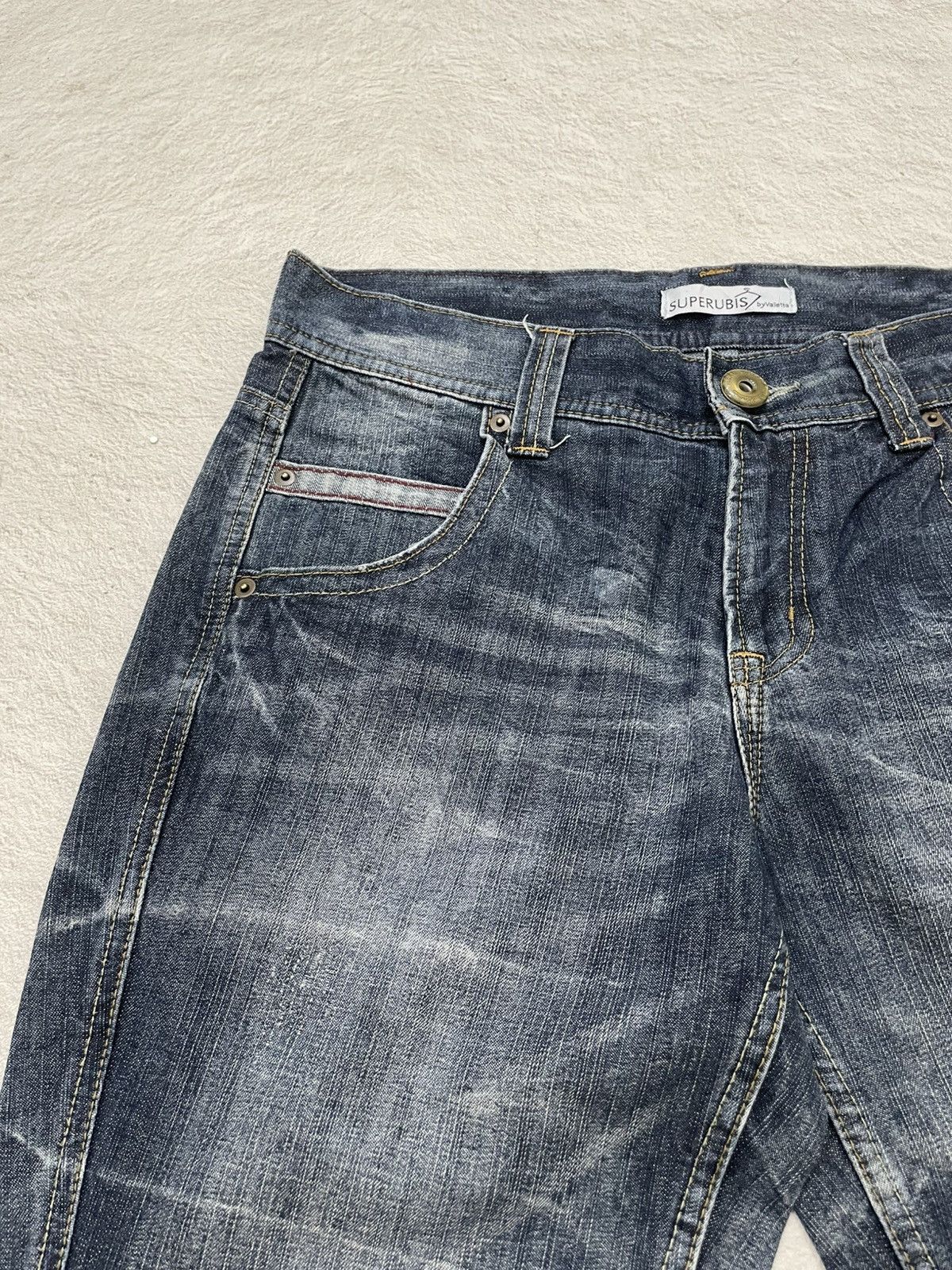 Japanese Brand 00s Japanese Whiskered Denim Heavy Fade Straight Fit Y2K Size US 34 / EU 50 - 3 Thumbnail