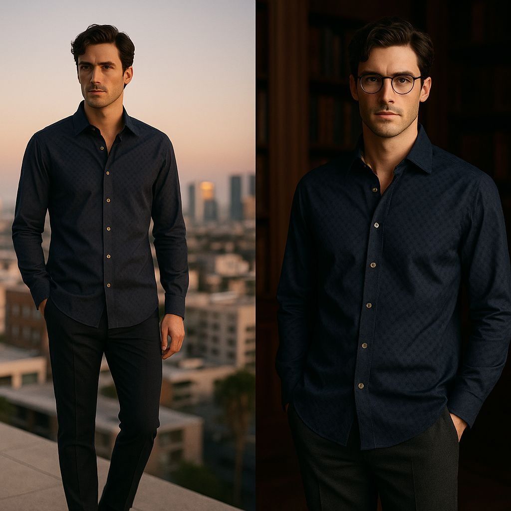 Bogosse Bogosse Men’s Button Down Shirt Navy 6 Quiet Luxury Dark Aca Size US XL / EU 56 / 4 - 2 Thumbnail