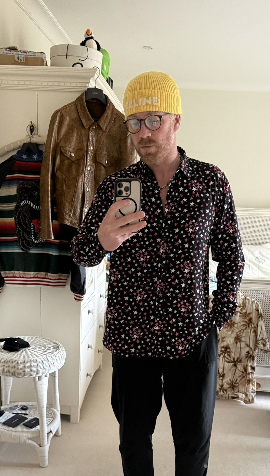 Saint Laurent Paris FW16 Saint Laurent star shirt black pink white Hedi Slimane Size US L / EU 52-54 / 3 - 8 Thumbnail