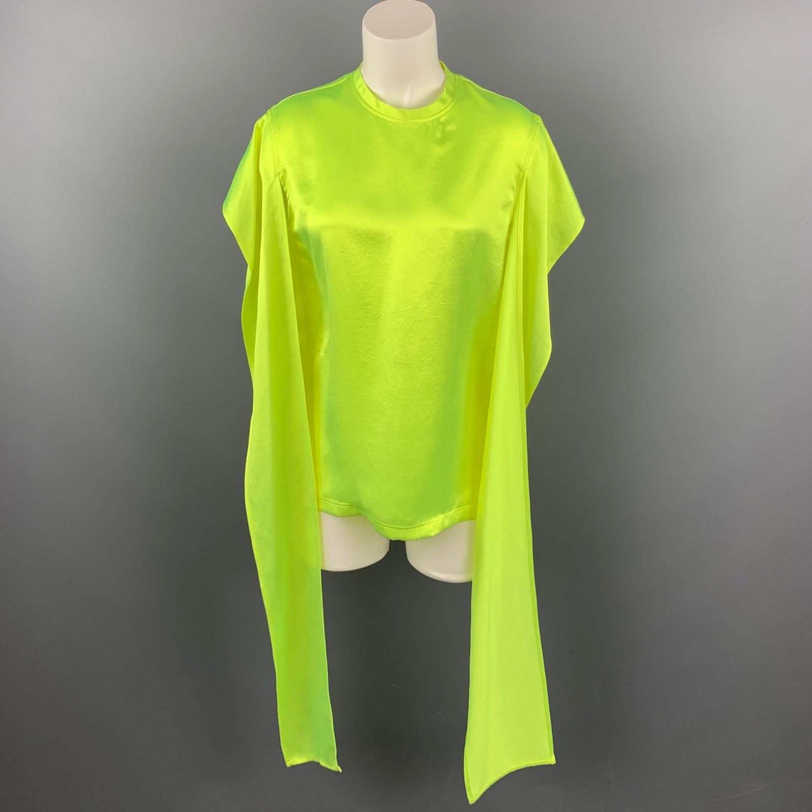 Sies Marjan 4 Neon Yellow Satin Triacetate Wrap Around Nikki Top Size S / US 4 / IT 40 - 4 Thumbnail
