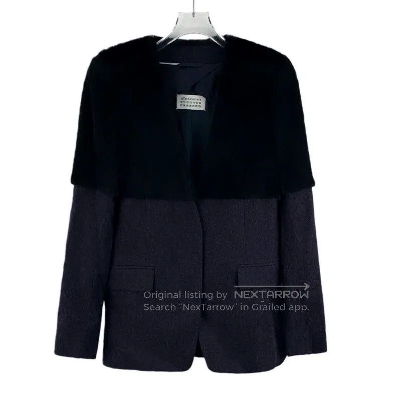 Maison Margiela Colour block wool long-sleeved mink fur co