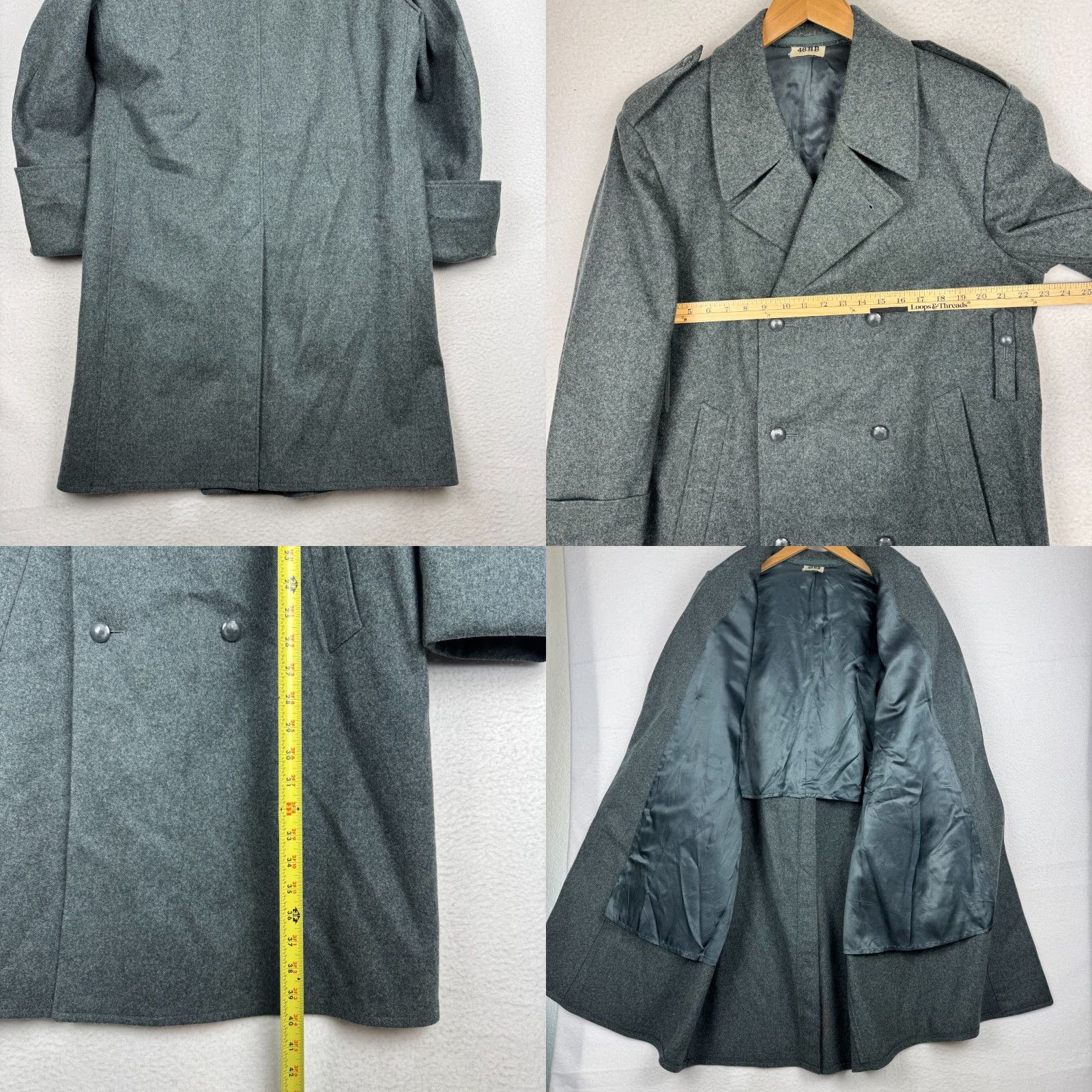 Doublet VINTAGE Swiss Army Coat EU 46BB Long Trench Wool Overcoat Army Mens L Green Winter Size US L / EU 52-54 / 3 - 8 Thumbnail
