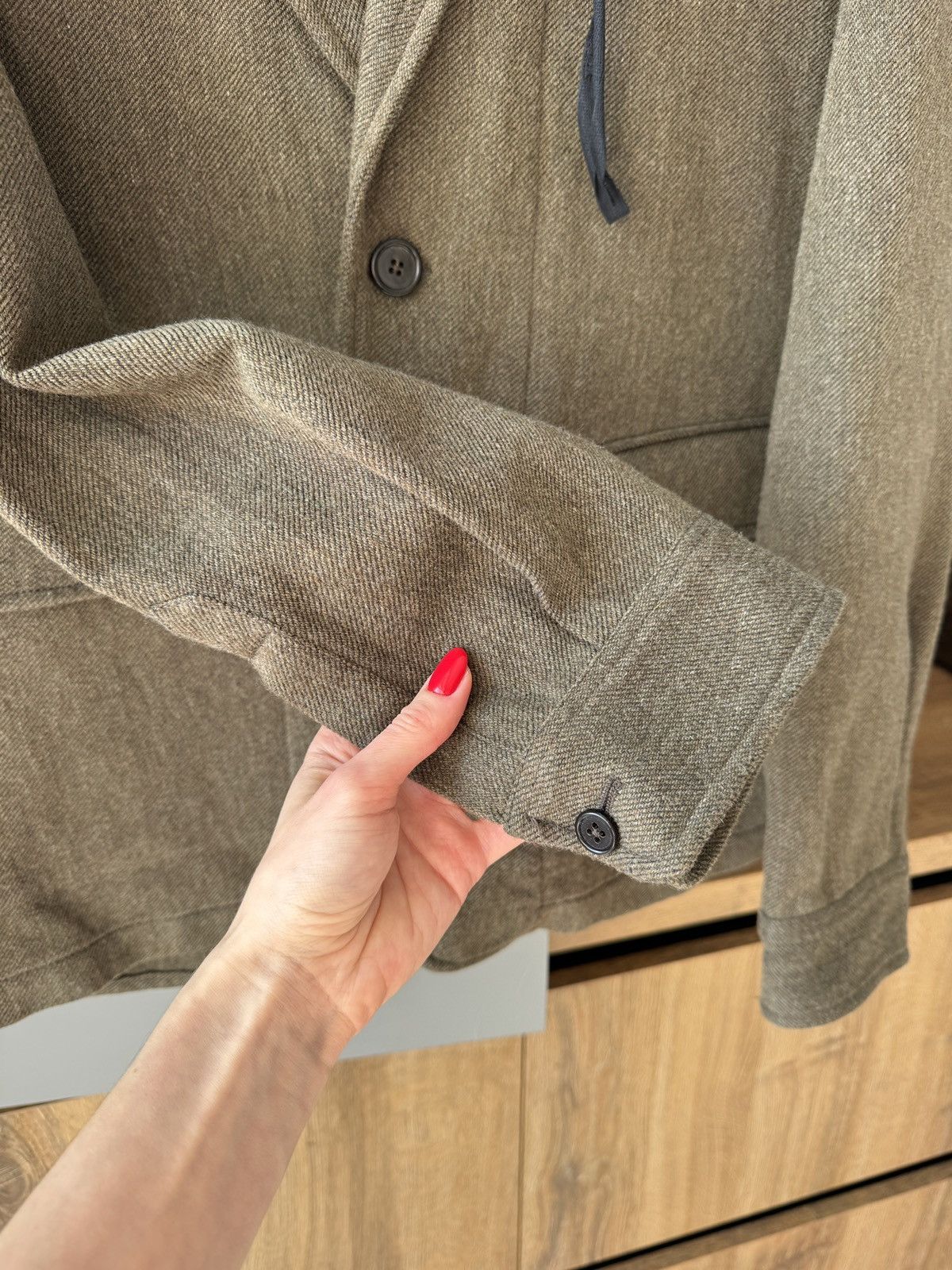 Ann Demeulemeester Ann Demeulemeester Khaki Wool Blend String Detail Balzer Size 52S - 4 Thumbnail