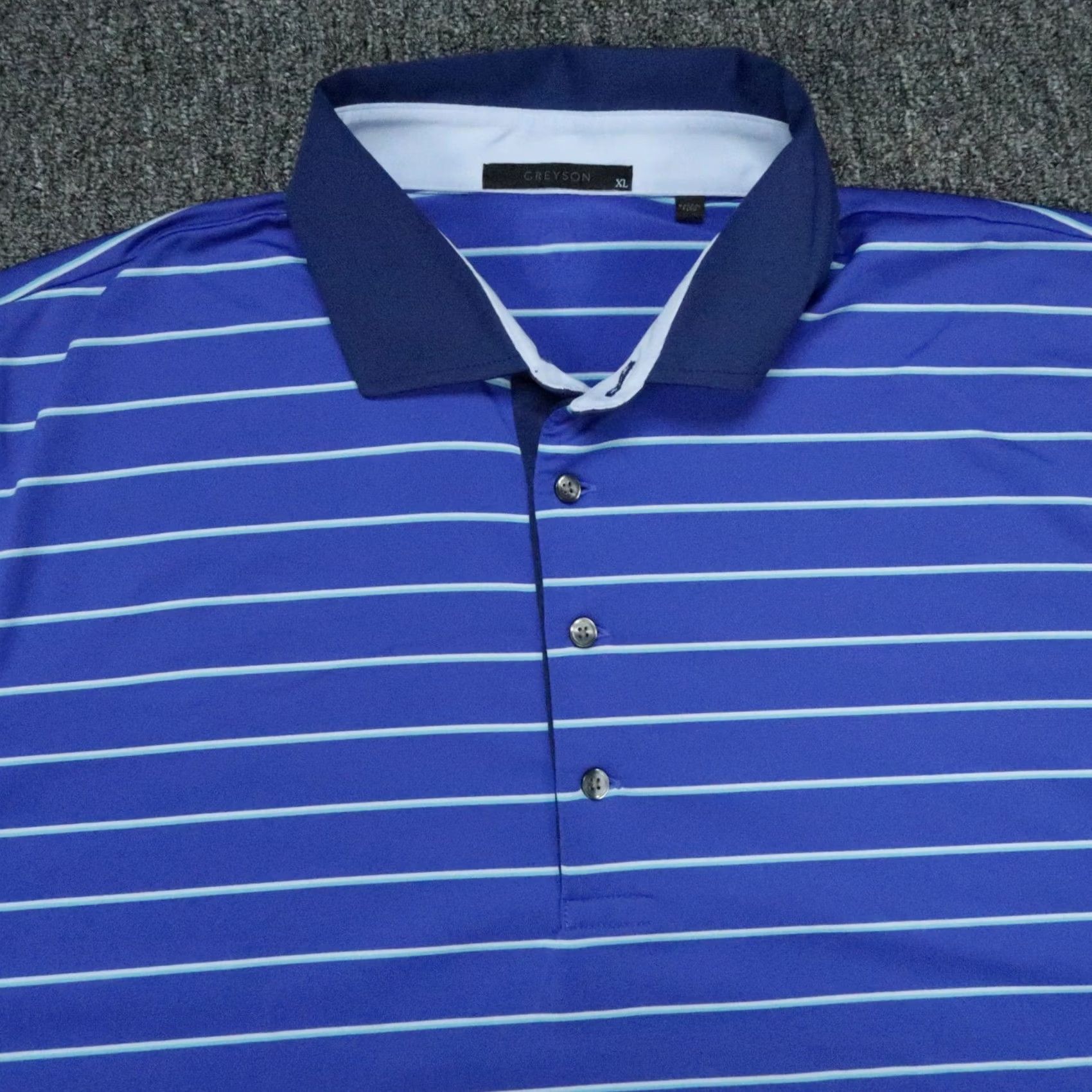 Vintage Greyson Polo Shirt Mens XL Blue Striped Short Sleeve Golf Moisture Wicking Athletic Stretch Polo Shirt Size US XL / EU 56 / 4 - 2 Thumbnail