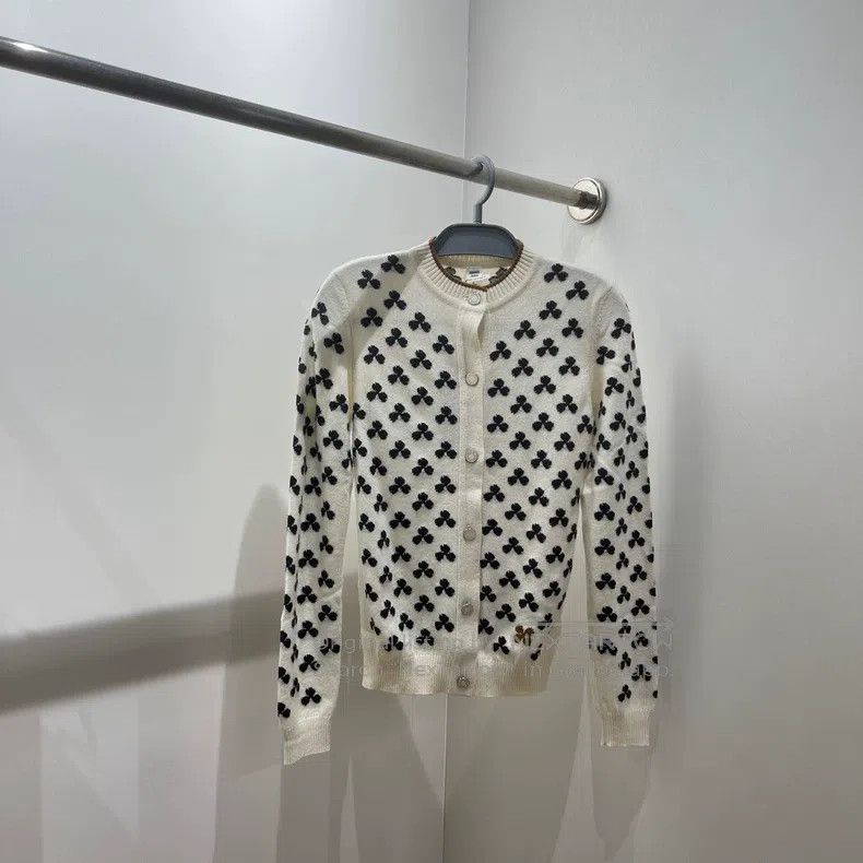 Hermes Clover Cashmere Knit Cardigan